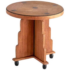 Art Deco Amsterdam School Side Table in Oak and Macassar Ebony, Early 1930s