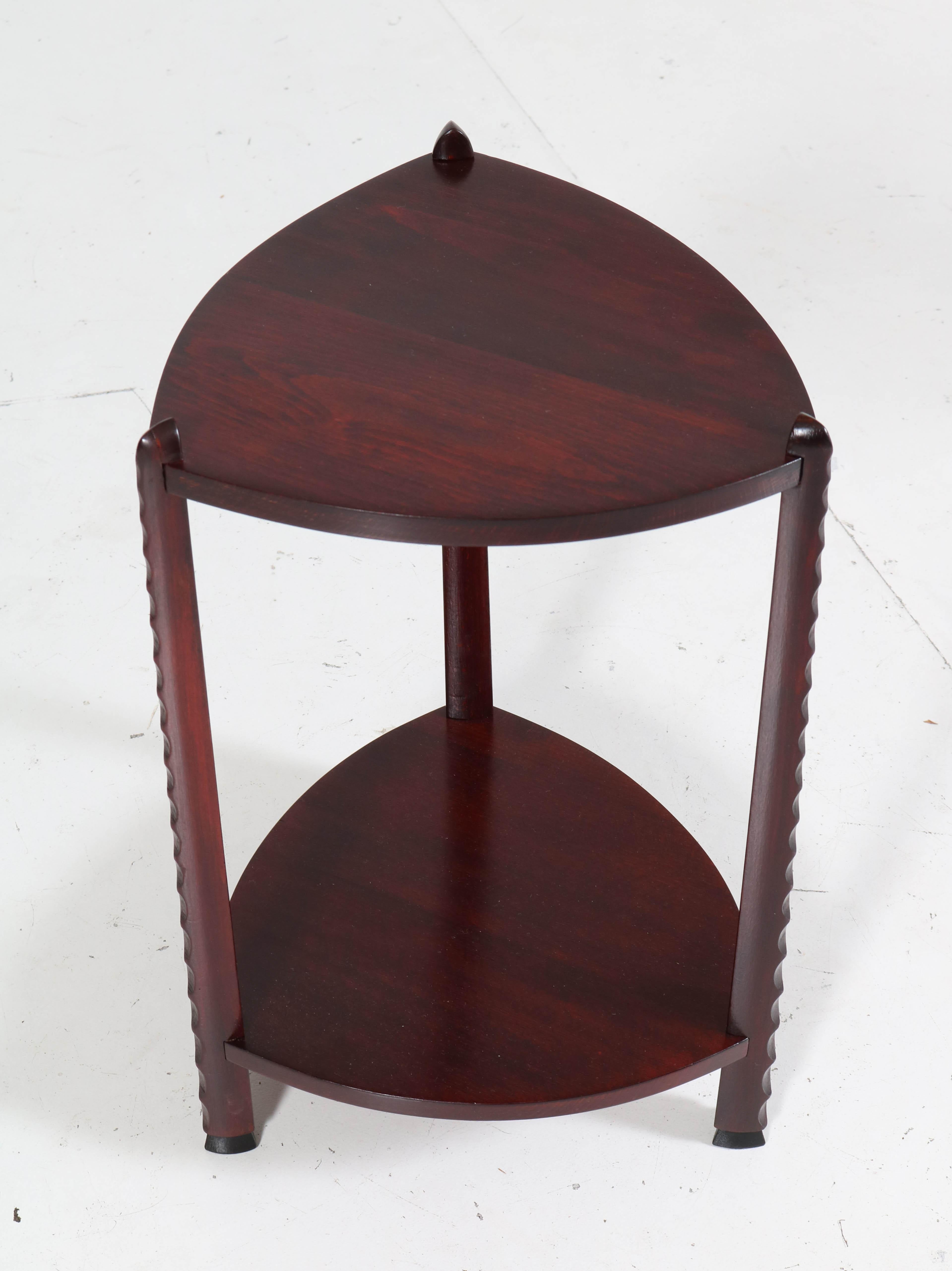 Dutch Art Deco Amsterdam School Stained Beech Side Table Attributed to Piet Kramer For Sale