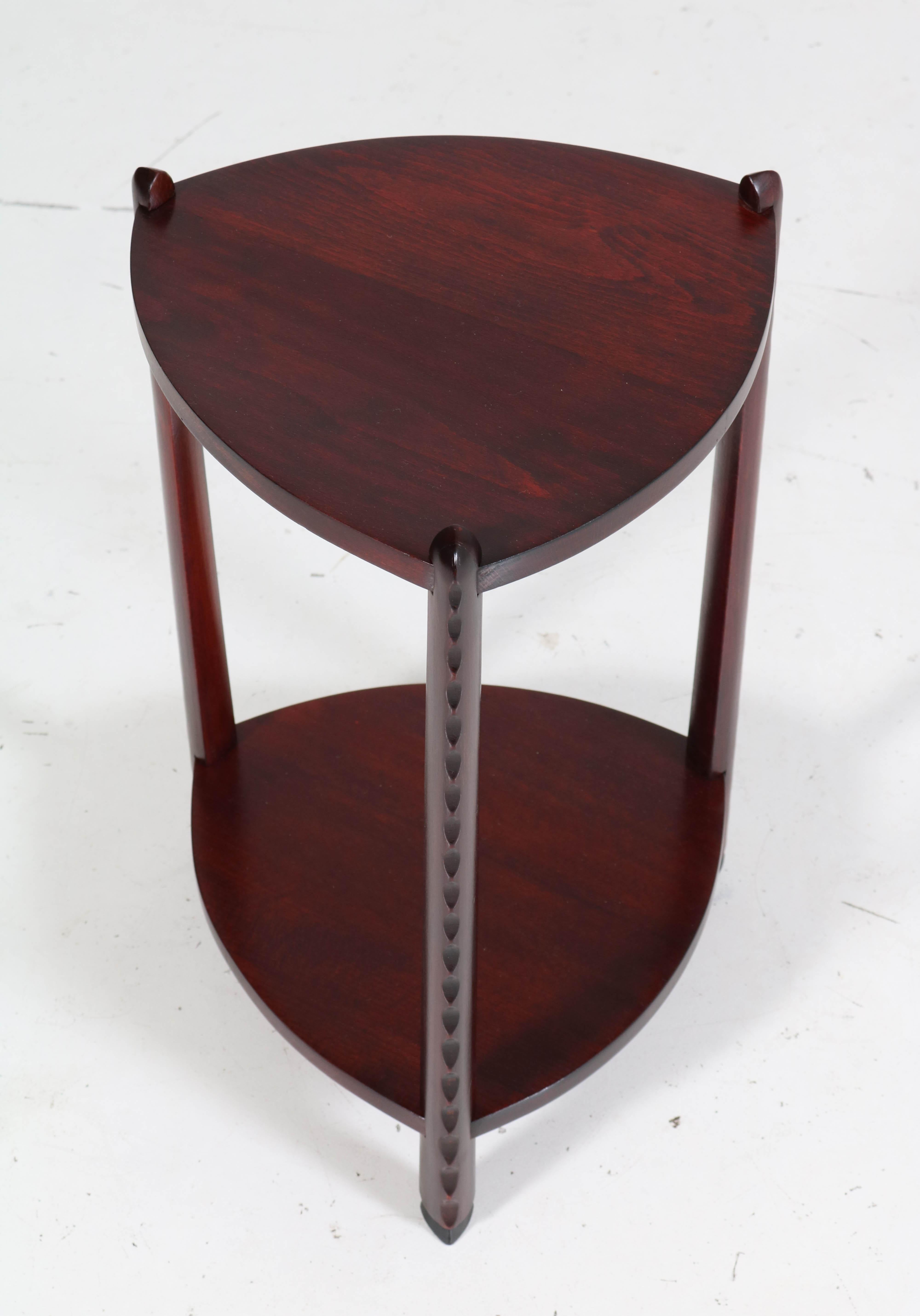 Art Deco Amsterdam School Stained Beech Side Table Attributed to Piet Kramer For Sale 3