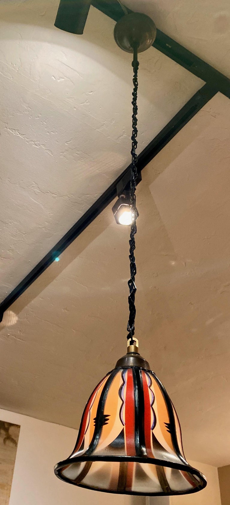 Art Deco Amsterdam School Stained Glass Hanging Lamps For Sale at 1stDibs