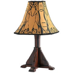 Art Deco Amsterdam School Table Lamp in Macassar Ebony, Netherlands, 1930s