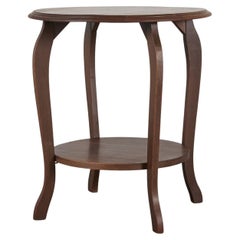 Art Deco Amsterdam School Two-Tier Oak Side Table with Curved Legs