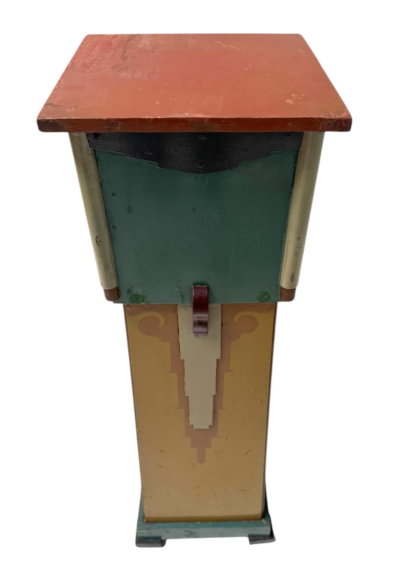 Early 20th Century Art Deco Amsterdamse Schoo Hand-Painted Decorativel Pedestal, 1920s For Sale
