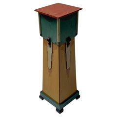 Art Deco Amsterdamse Schoo Hand-Painted Decorativel Pedestal, 1920s