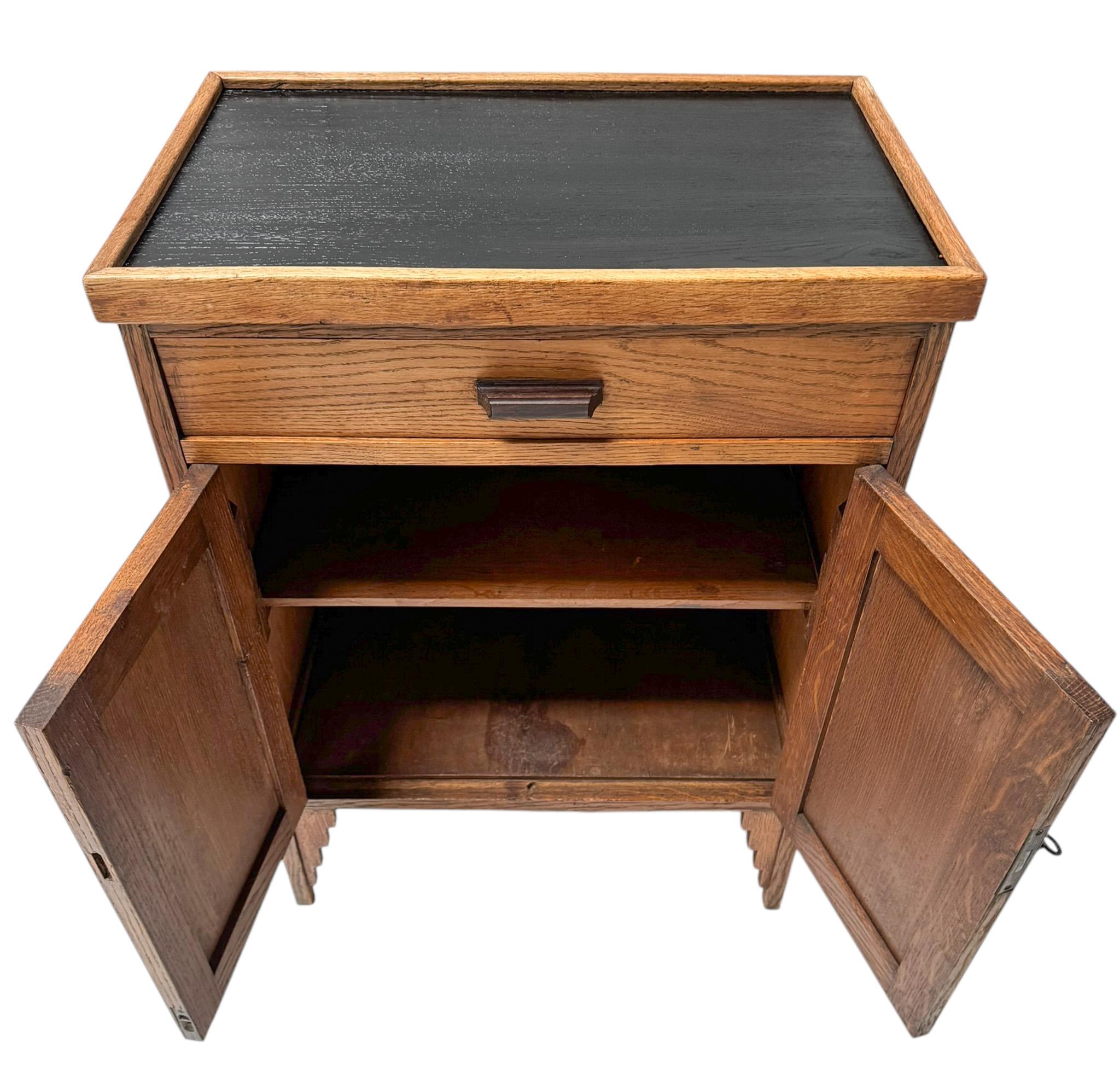 Dutch Art Deco Amsterdamse School Cabinet with Black Lacquered Top, 1920s For Sale