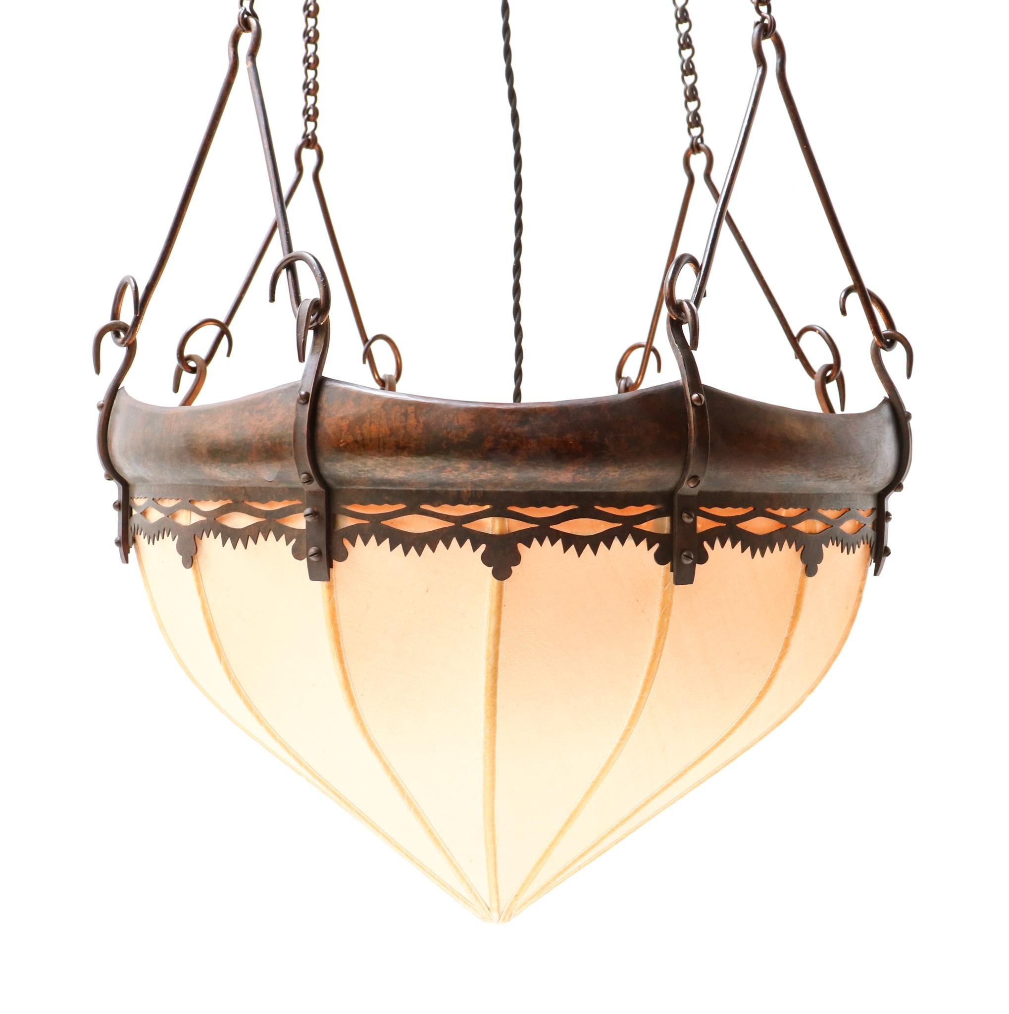 Brass Art Deco Amsterdamse School Chandelier by Winkelman & Van der Bijl, 1920s