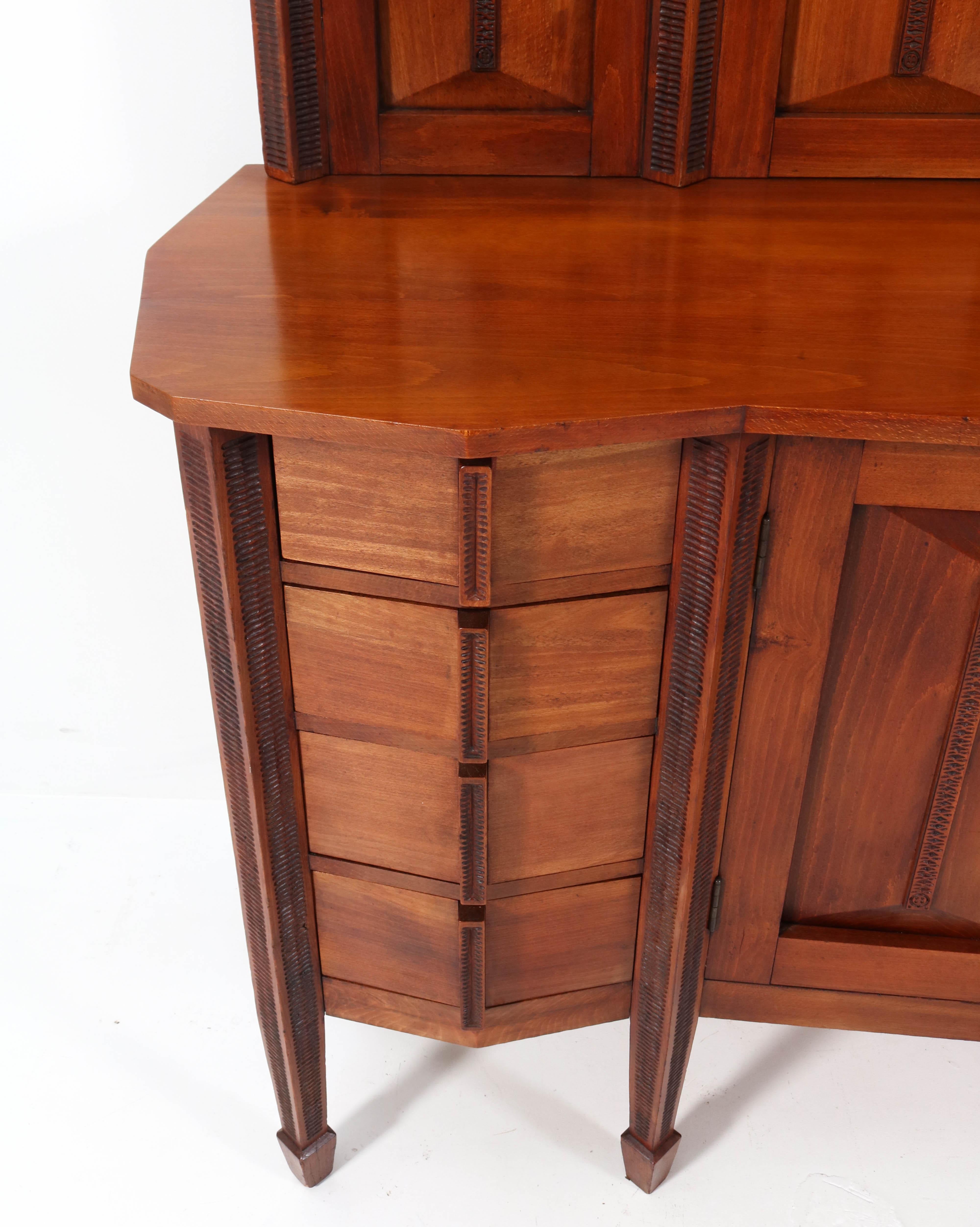 Stained Art Deco Amsterdamse School Credenza or Sideboard, 1920s For Sale