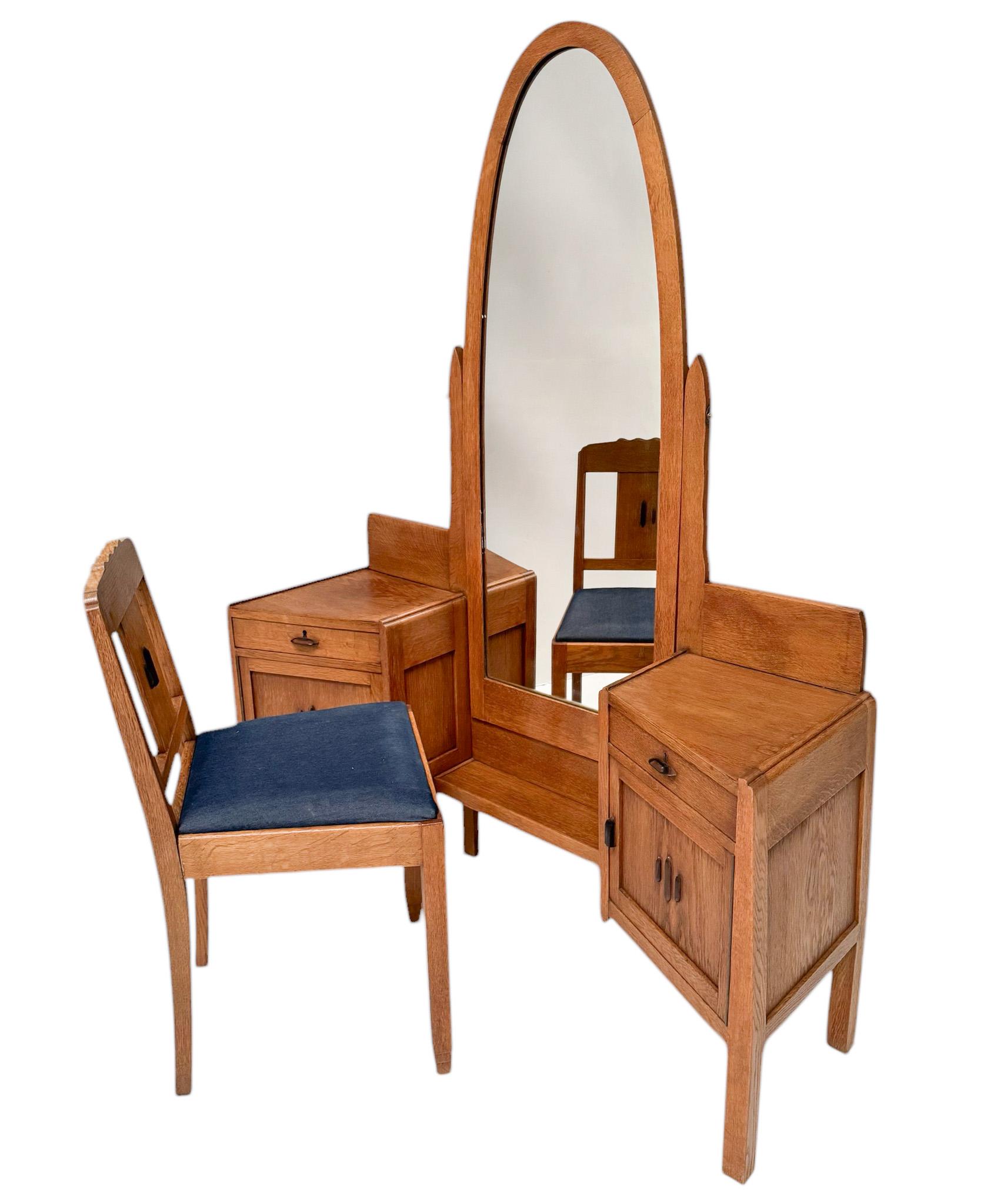 Mirror Art Deco Amsterdamse School Dressing Table or Vanity by J.J. Zijfers, 1920s For Sale