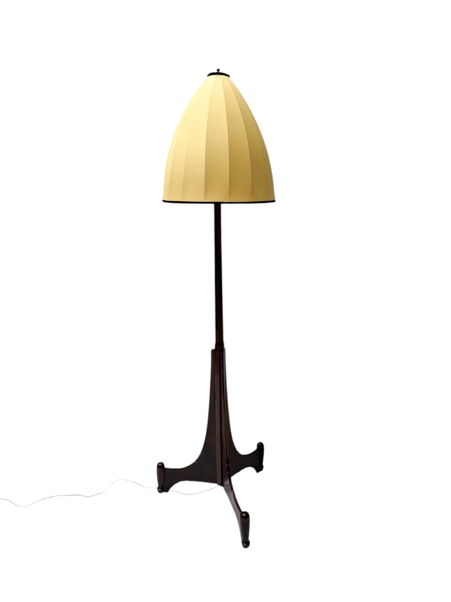 Silk Art Deco Amsterdamse School Floor Lamp by C.H. Eckhart, 1920s For Sale