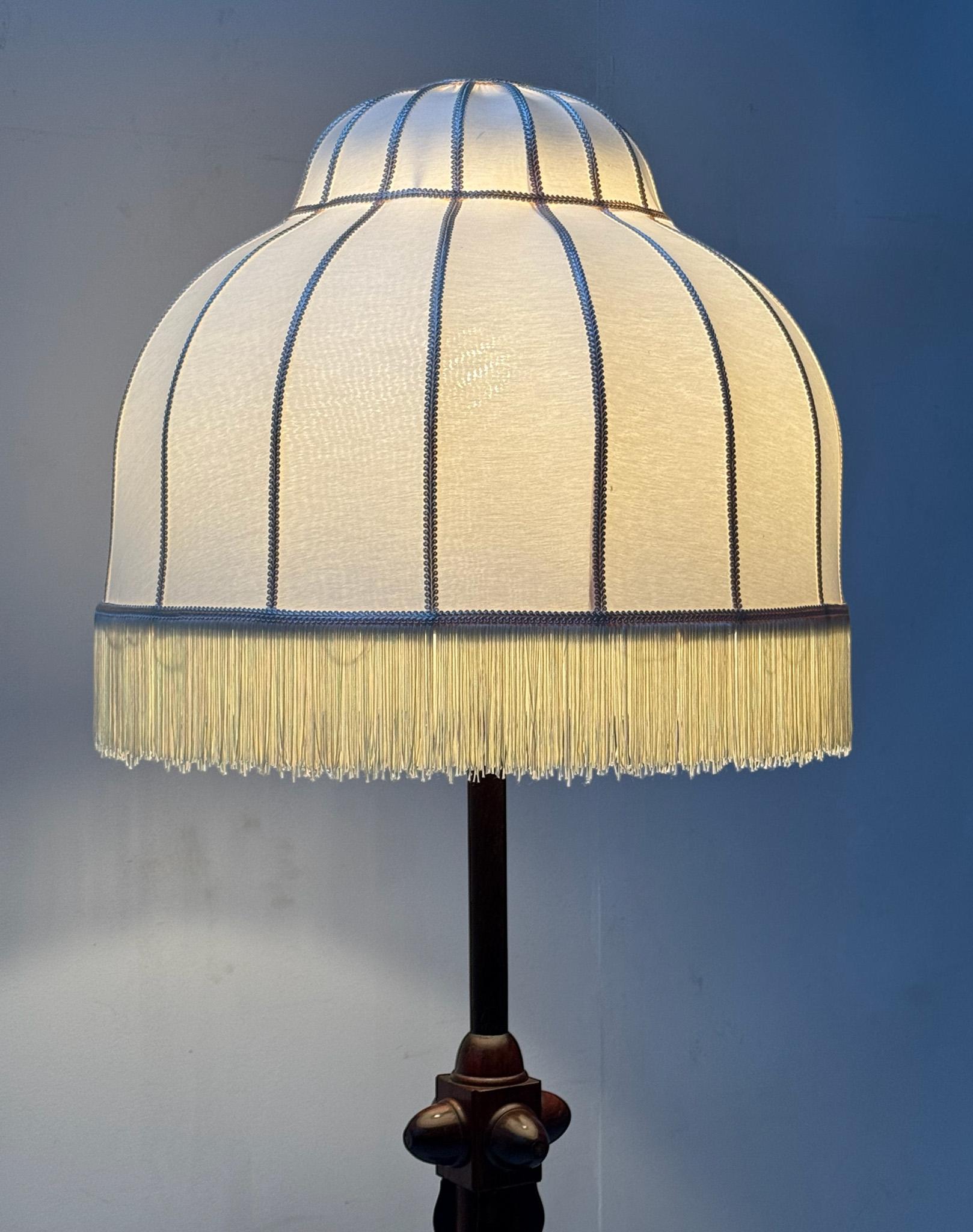 Art Deco Amsterdamse School Floor Lamp with Silk Shade, 1920s 7