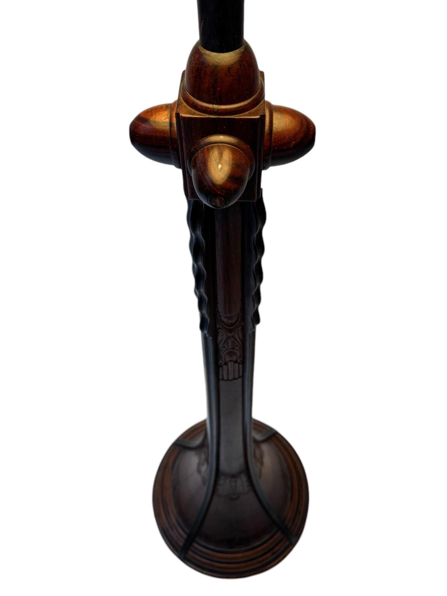 Art Deco Amsterdamse School Floor Lamp with Silk Shade, 1920s 8