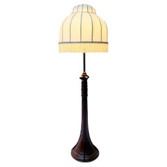 Art Deco Amsterdamse School Floor Lamp with Silk Shade, 1920s
