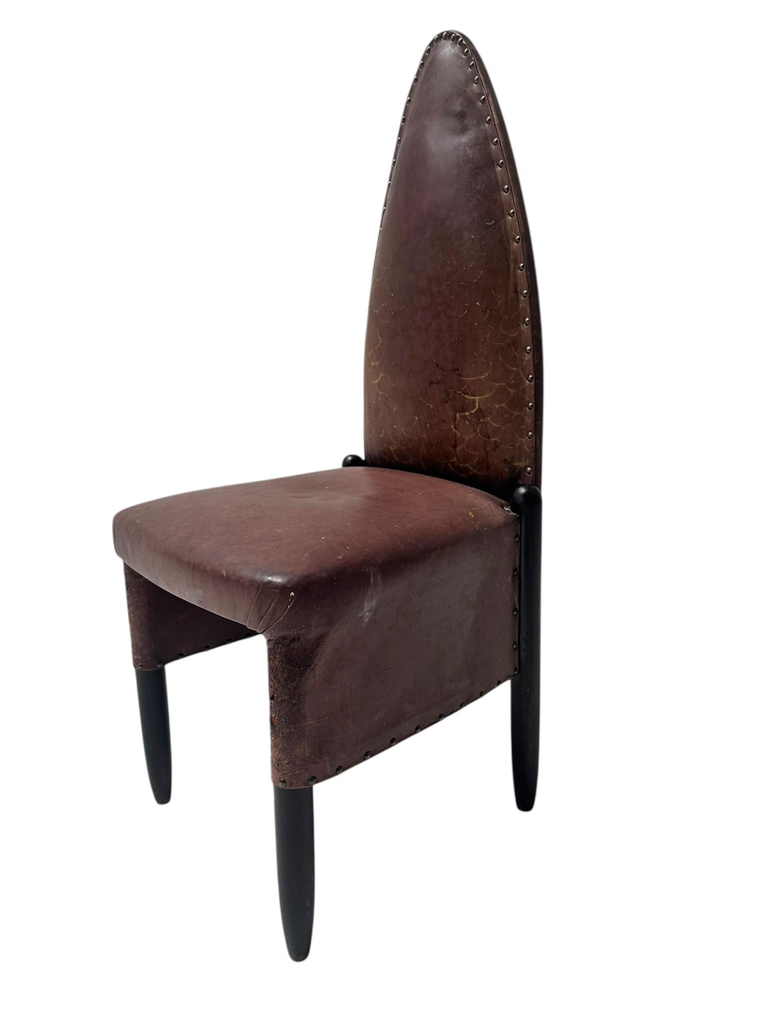 Néerlandais Chaise d'appoint à dossier haut de l'école d'Amsterdam Art déco par Michel De Klerk, 1916 en vente