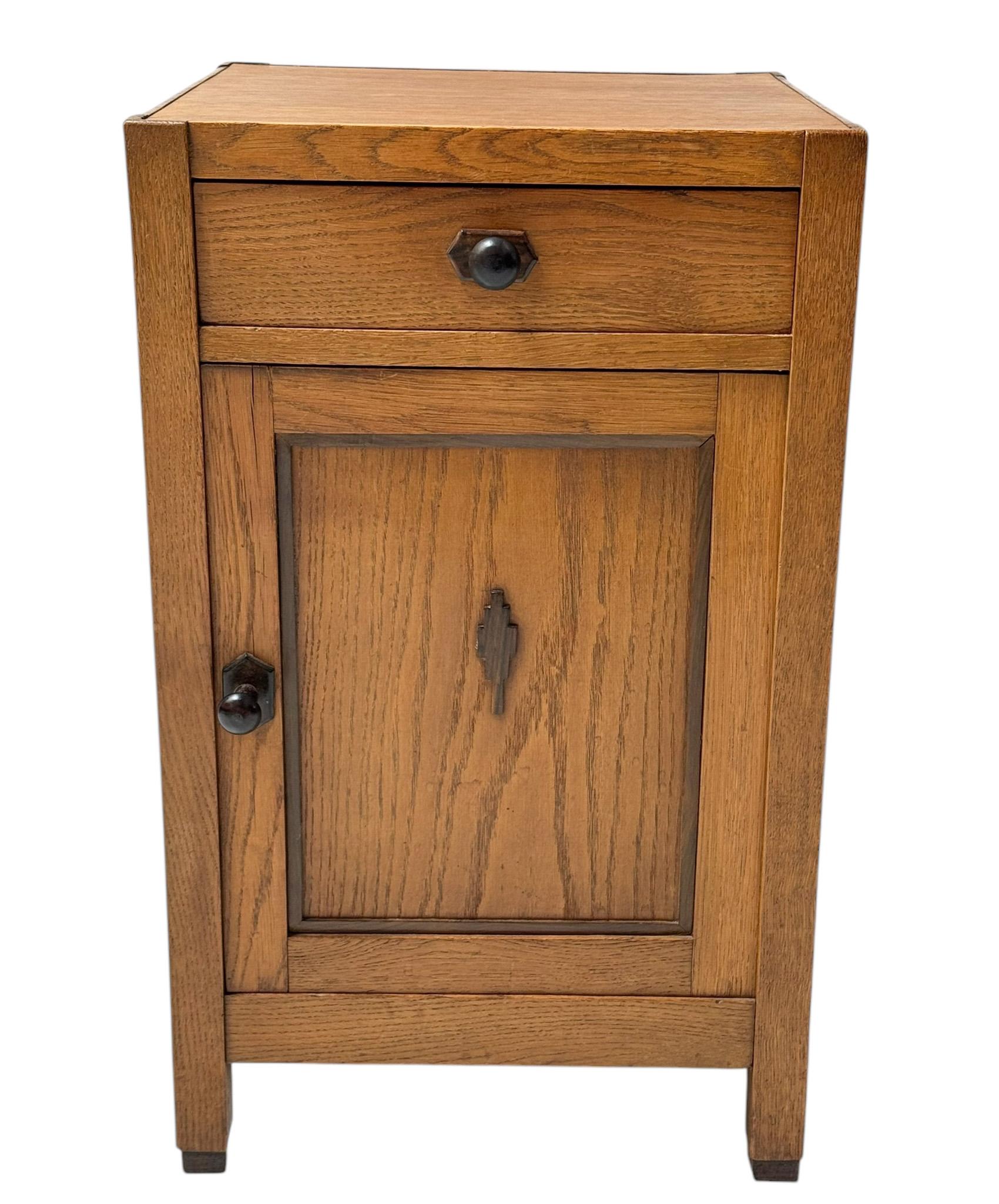 Dutch Art Deco Amsterdamse School Nightstand or Bedside Table, 1920s For Sale