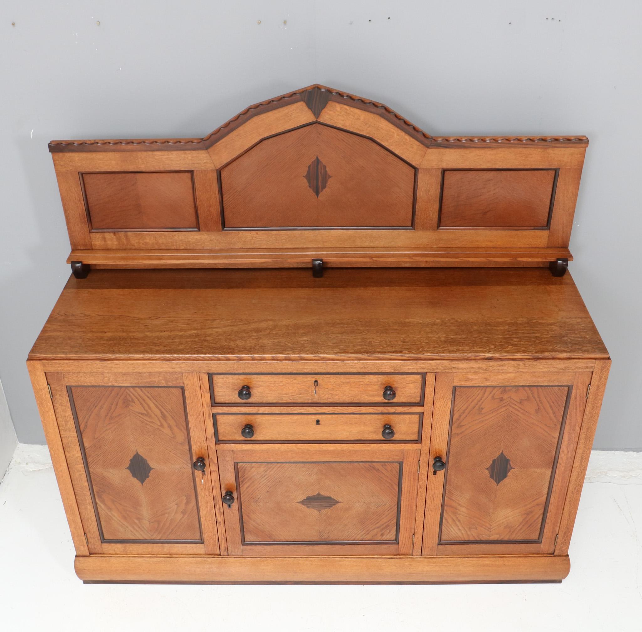 Macassar Credenza o credenza in quercia Art Deco Amsterdamse School di Fa. Perforazione, 1924 in vendita