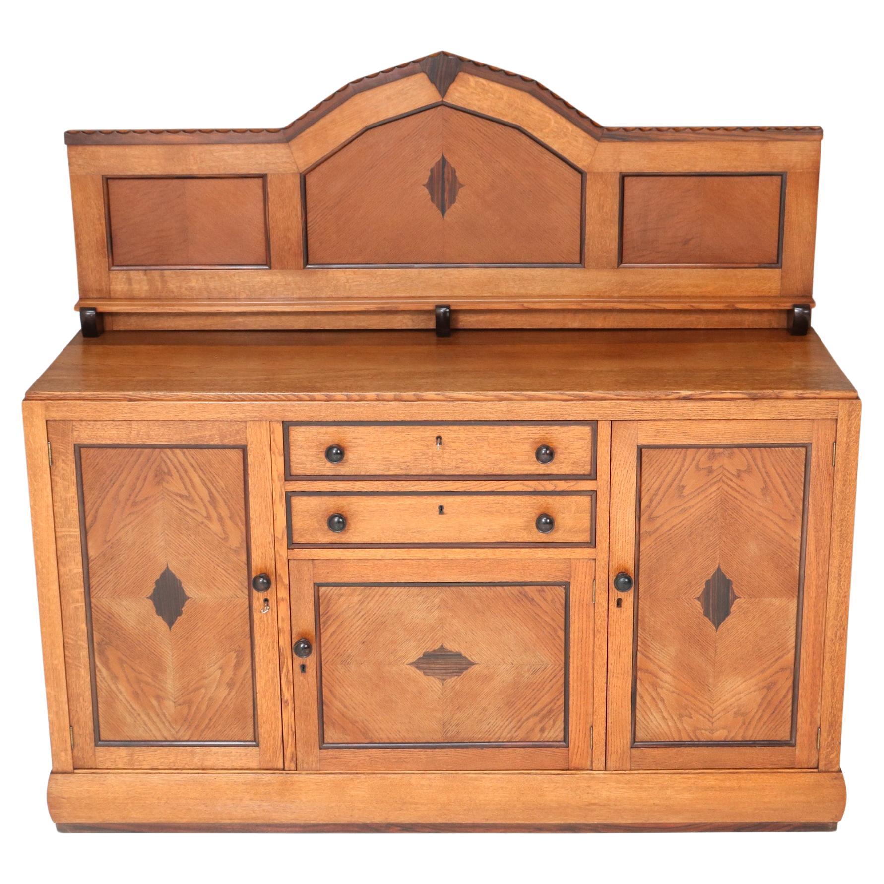 Crédence ou buffet en chêne de l'école d'Amsterdamse Art Déco par Fa. Forage, 1924