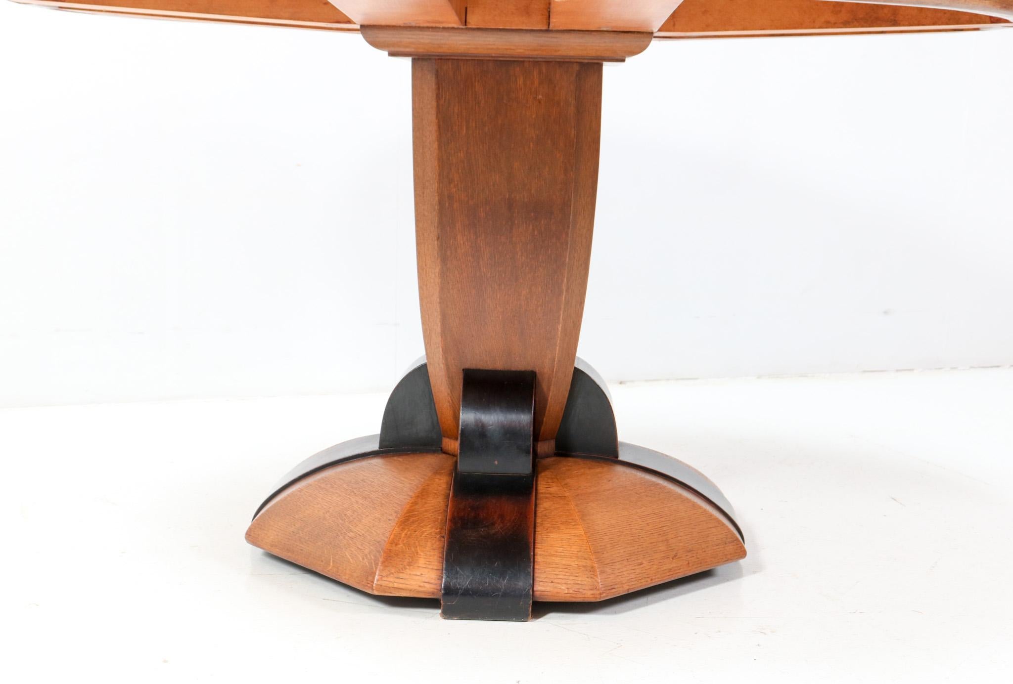  Art Deco Amsterdamse School Oak Dining Room Table by Paul Bromberg for Pander For Sale 6