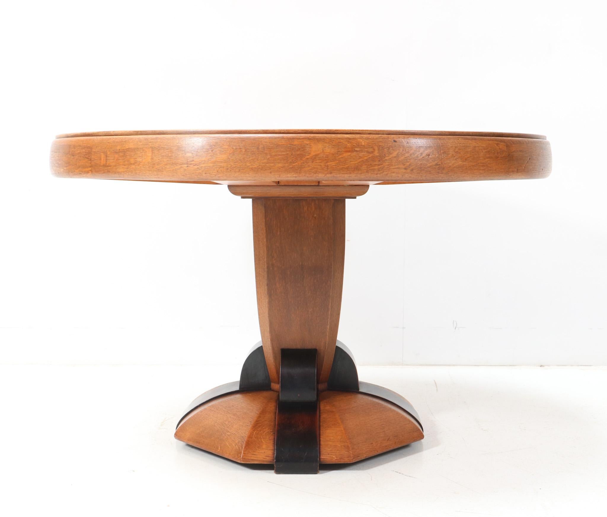 Dutch  Art Deco Amsterdamse School Oak Dining Room Table by Paul Bromberg for Pander For Sale