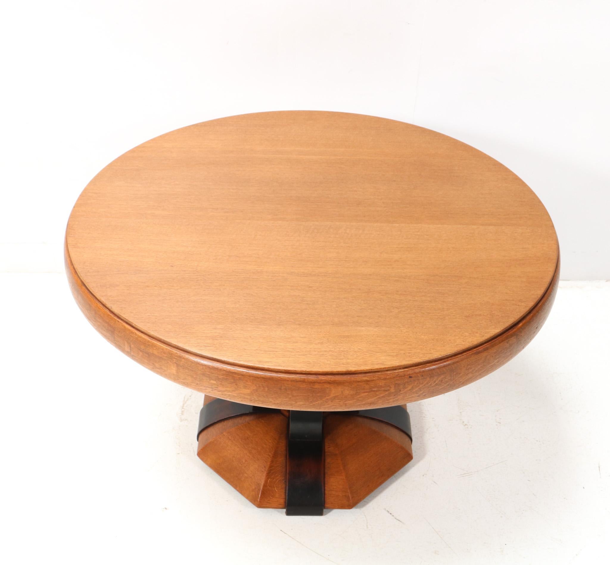 Early 20th Century  Art Deco Amsterdamse School Oak Dining Room Table by Paul Bromberg for Pander For Sale