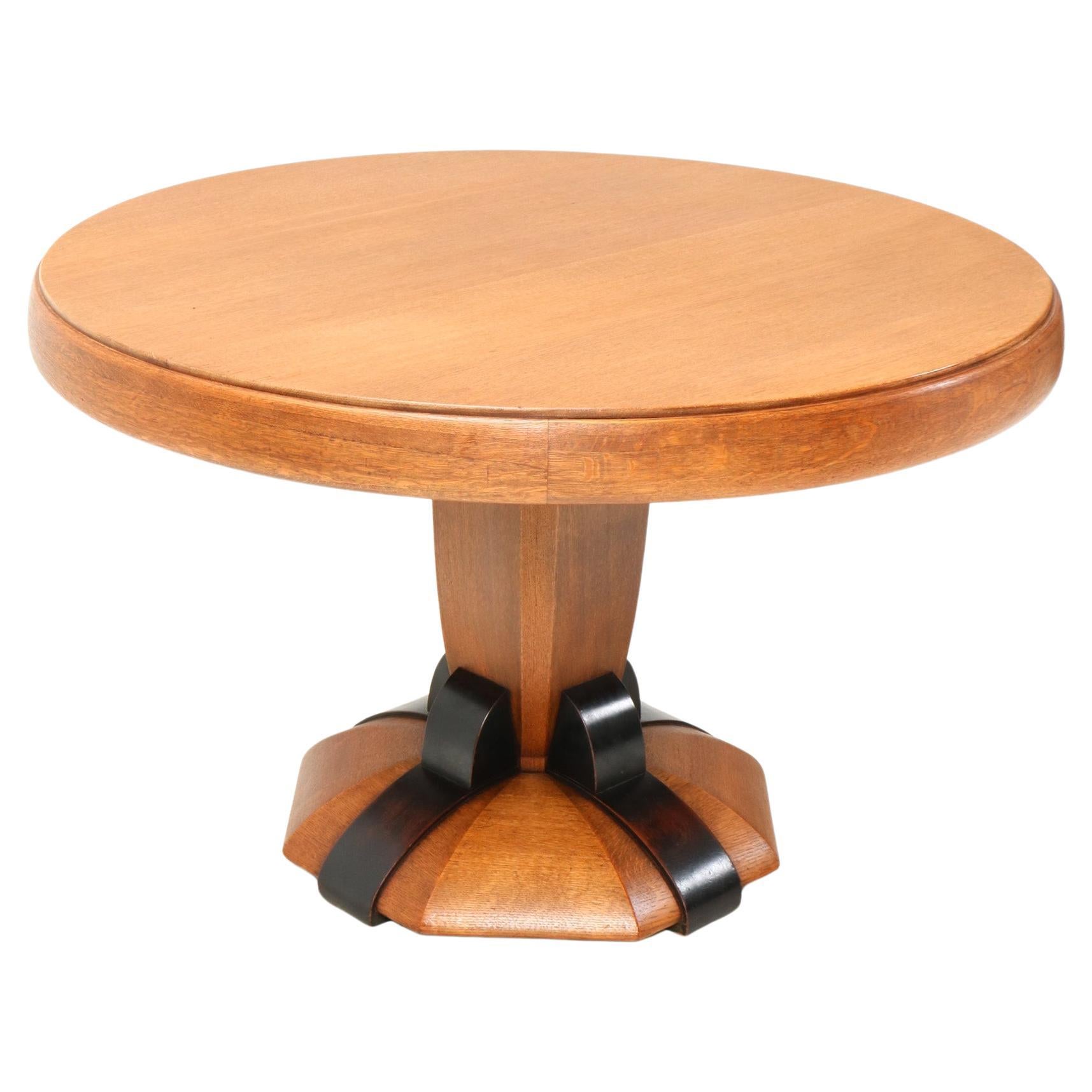  Art Deco Amsterdamse School Oak Dining Room Table by Paul Bromberg for Pander For Sale