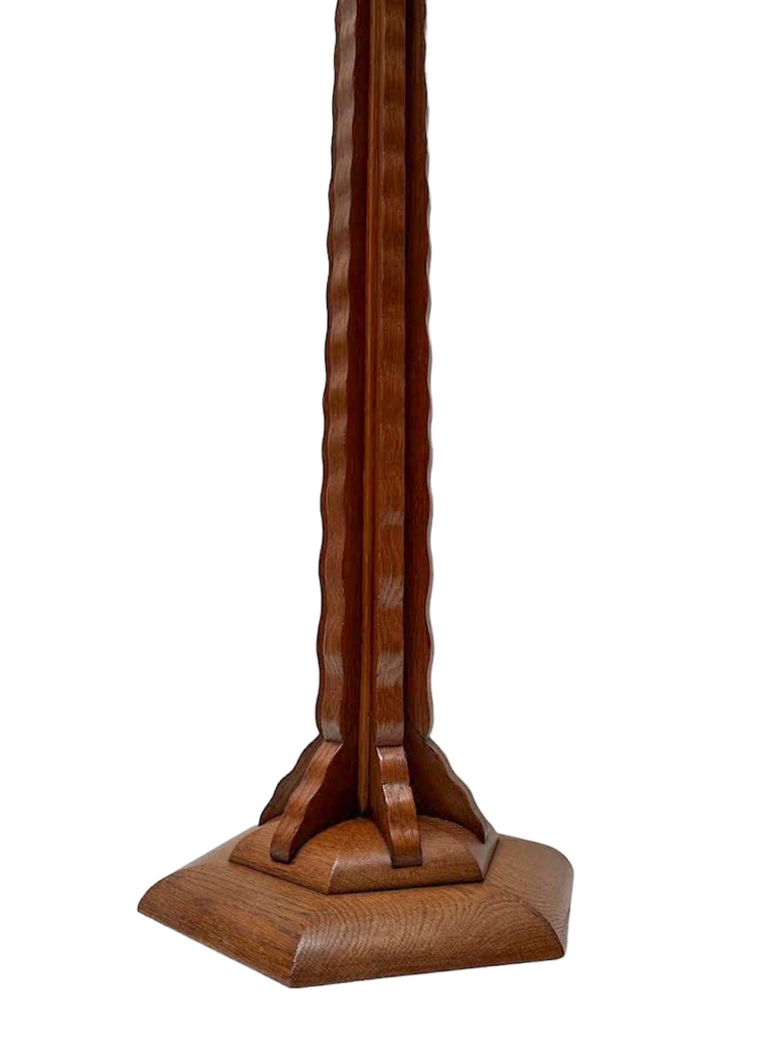 Art Deco Amsterdamse School Oak Floor Lamp, 1920s 5
