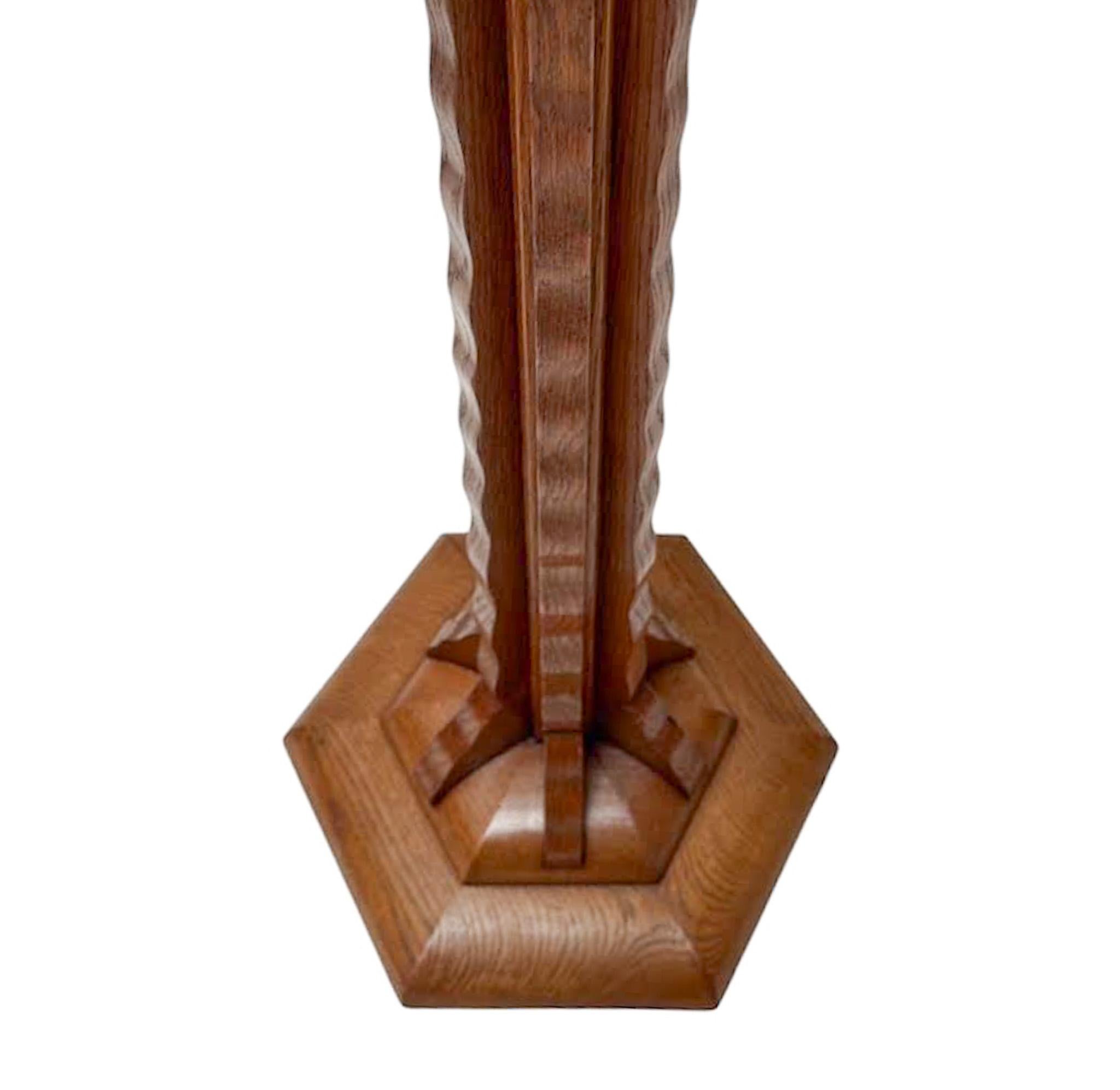 Silk Art Deco Amsterdamse School Oak Floor Lamp, 1920s