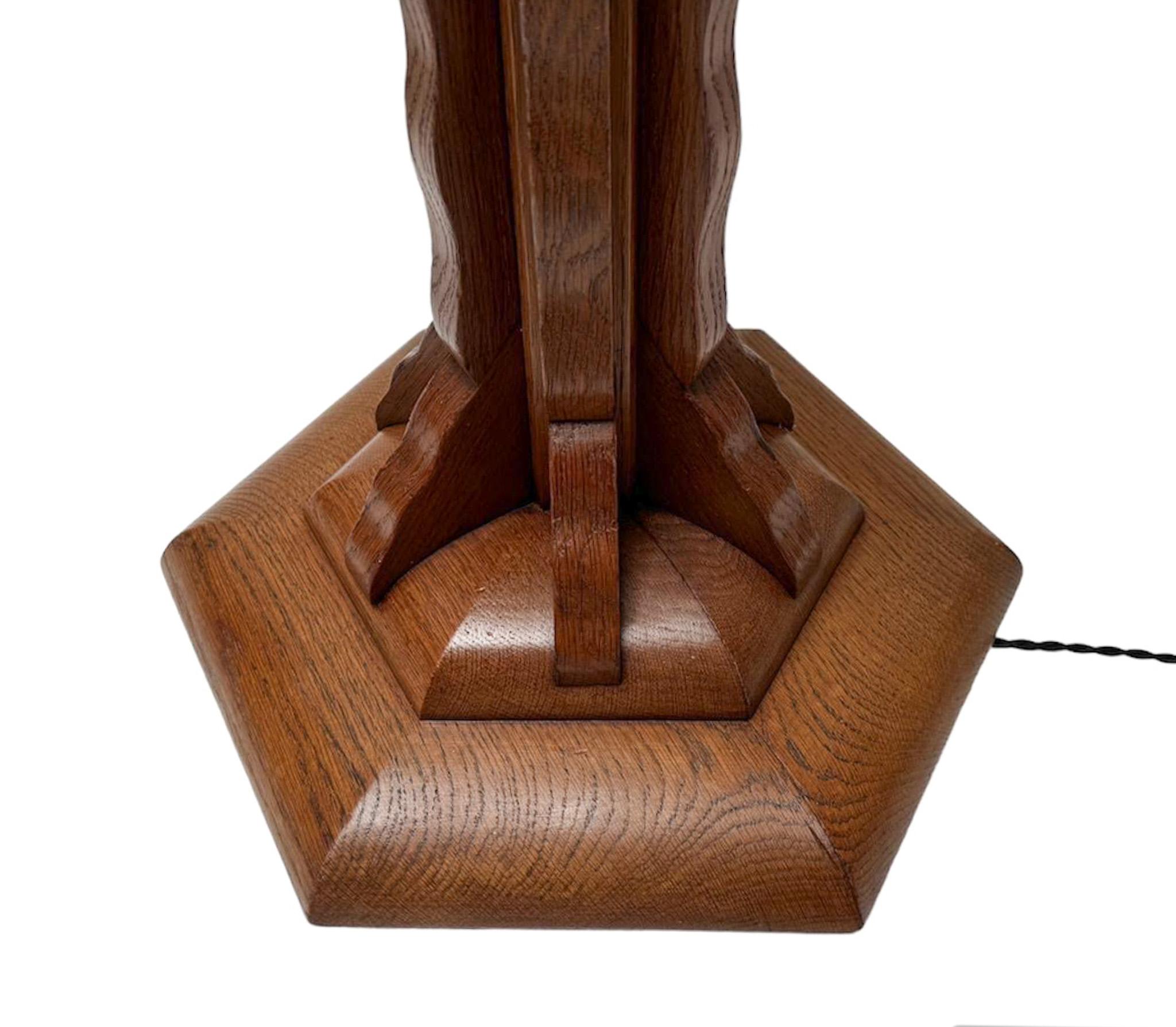 Art Deco Amsterdamse School Oak Floor Lamp, 1920s 2