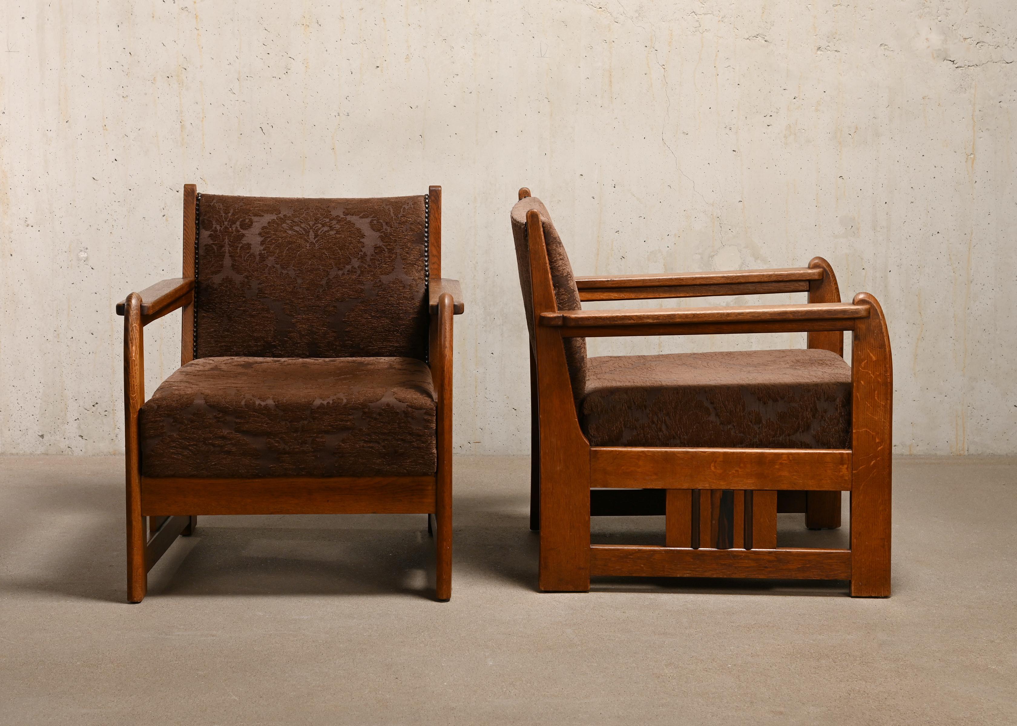 Milieu du XXe siècle Paire de fauteuils Art Déco Amsterdamse School, Pays-Bas, années 1930