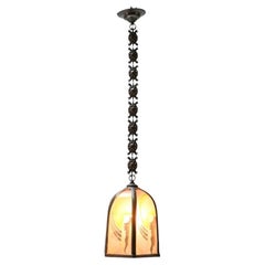  Art Deco Amsterdamse School Patinated Brass Pendant Lamp, 1920s