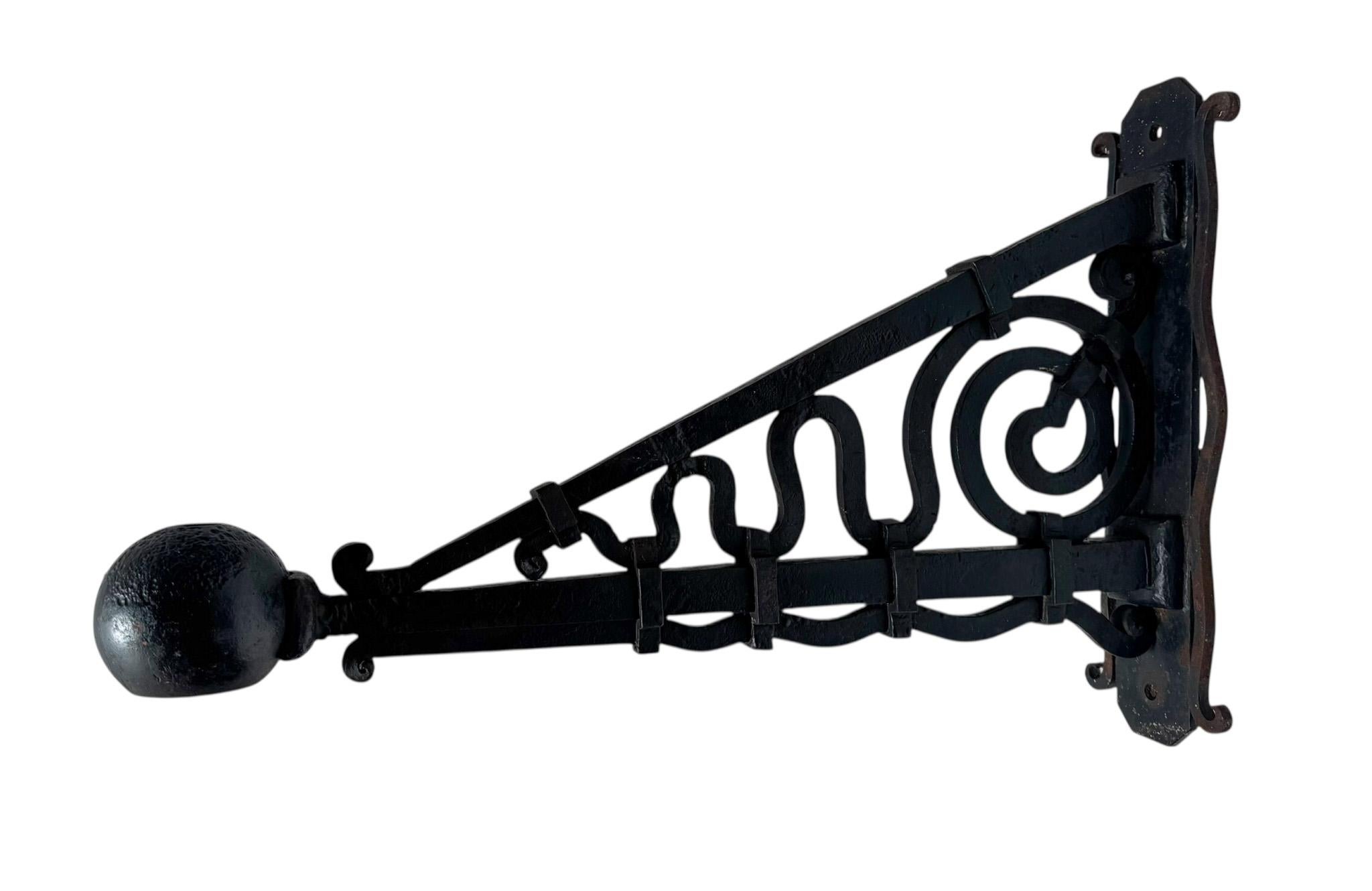 Dutch Art Deco Amsterdamse School Patinated Wrought Iron Flagstaff or Flagpole, 1920s For Sale