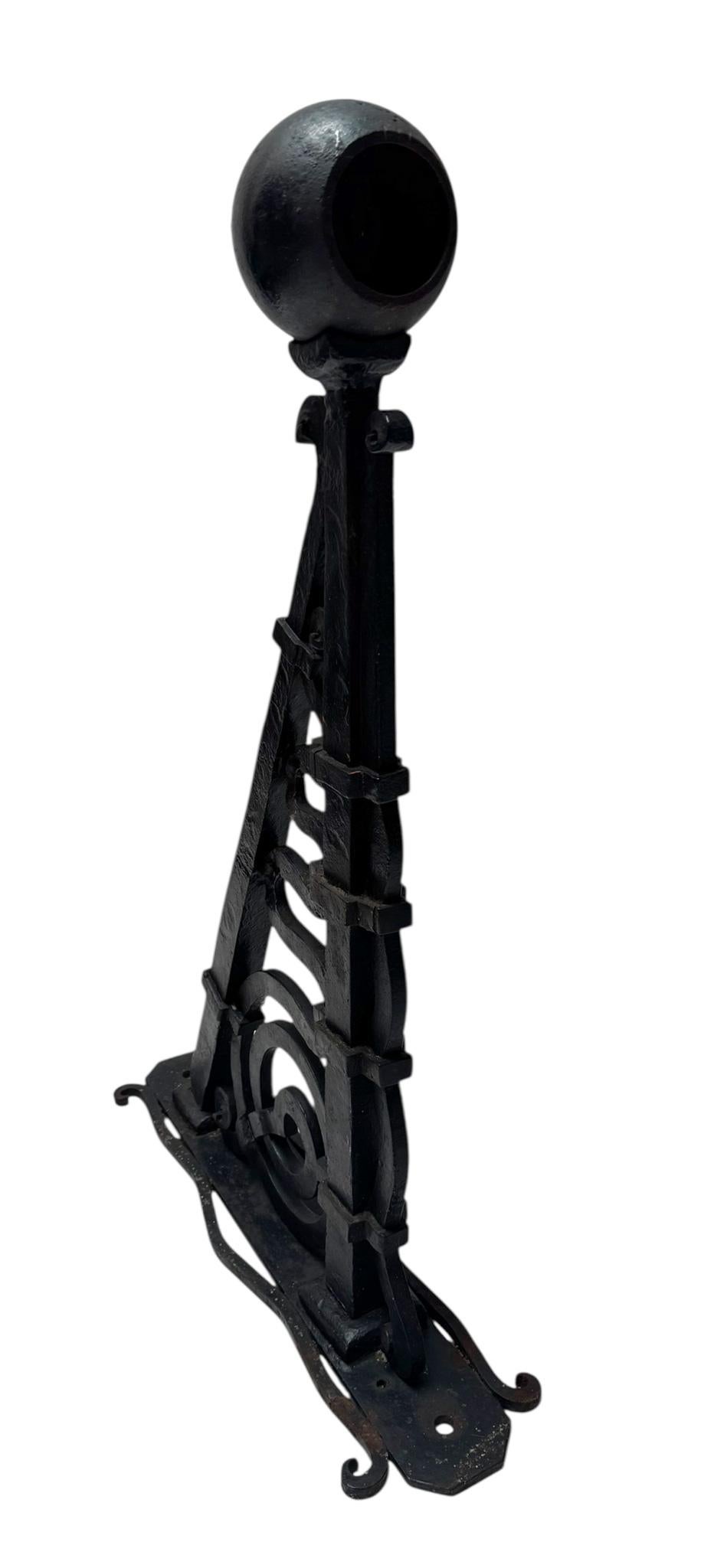 Early 20th Century Art Deco Amsterdamse School Patinated Wrought Iron Flagstaff or Flagpole, 1920s For Sale