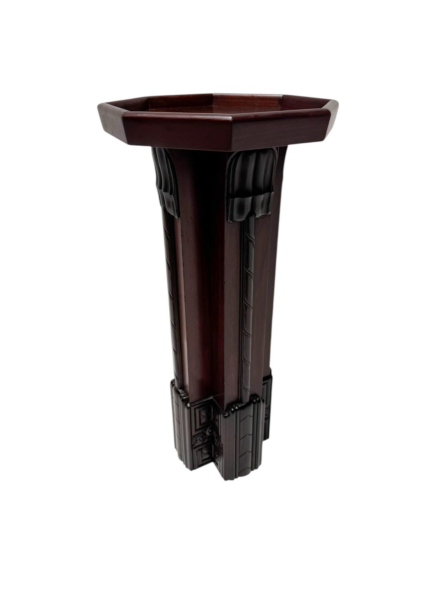Macassar Art Deco Amsterdamse School Pedestal by F.A. Warners, 1920s For Sale
