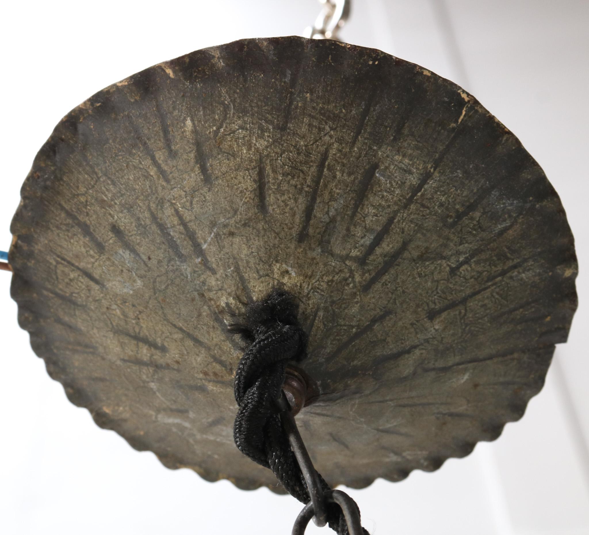 Verre brun Lampe suspendue de l'école d'Amsterdamse Art déco par A.D. Copieur en vente