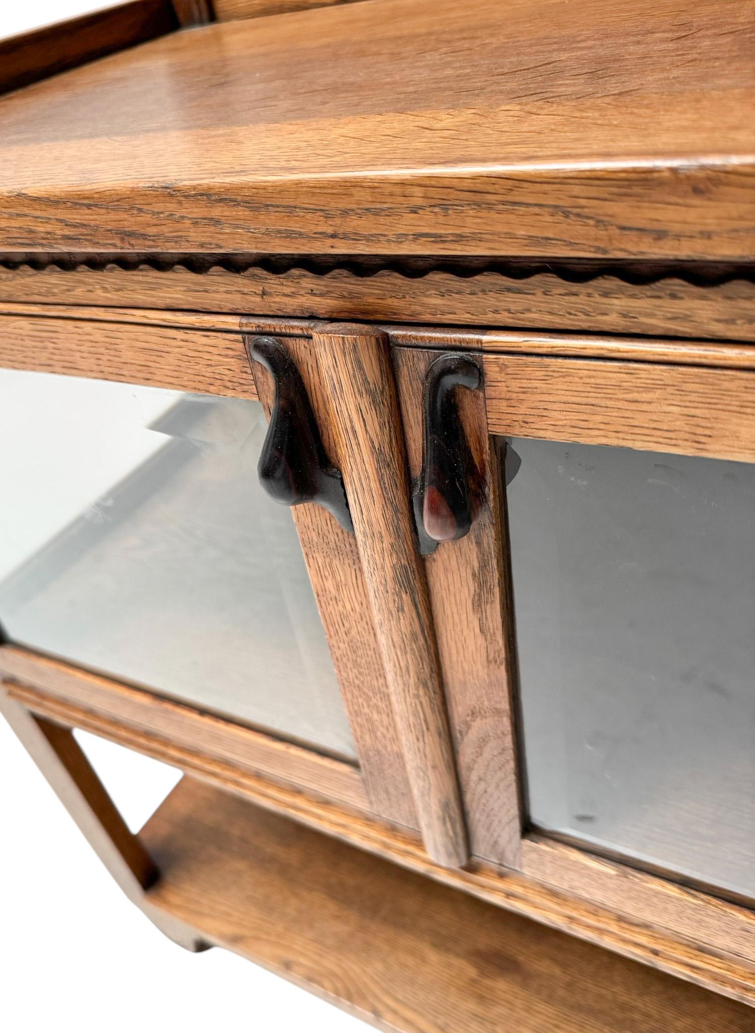 Glass Art Deco Amsterdamse School  Serving Cabinet by Hildo Krop, 1920s For Sale