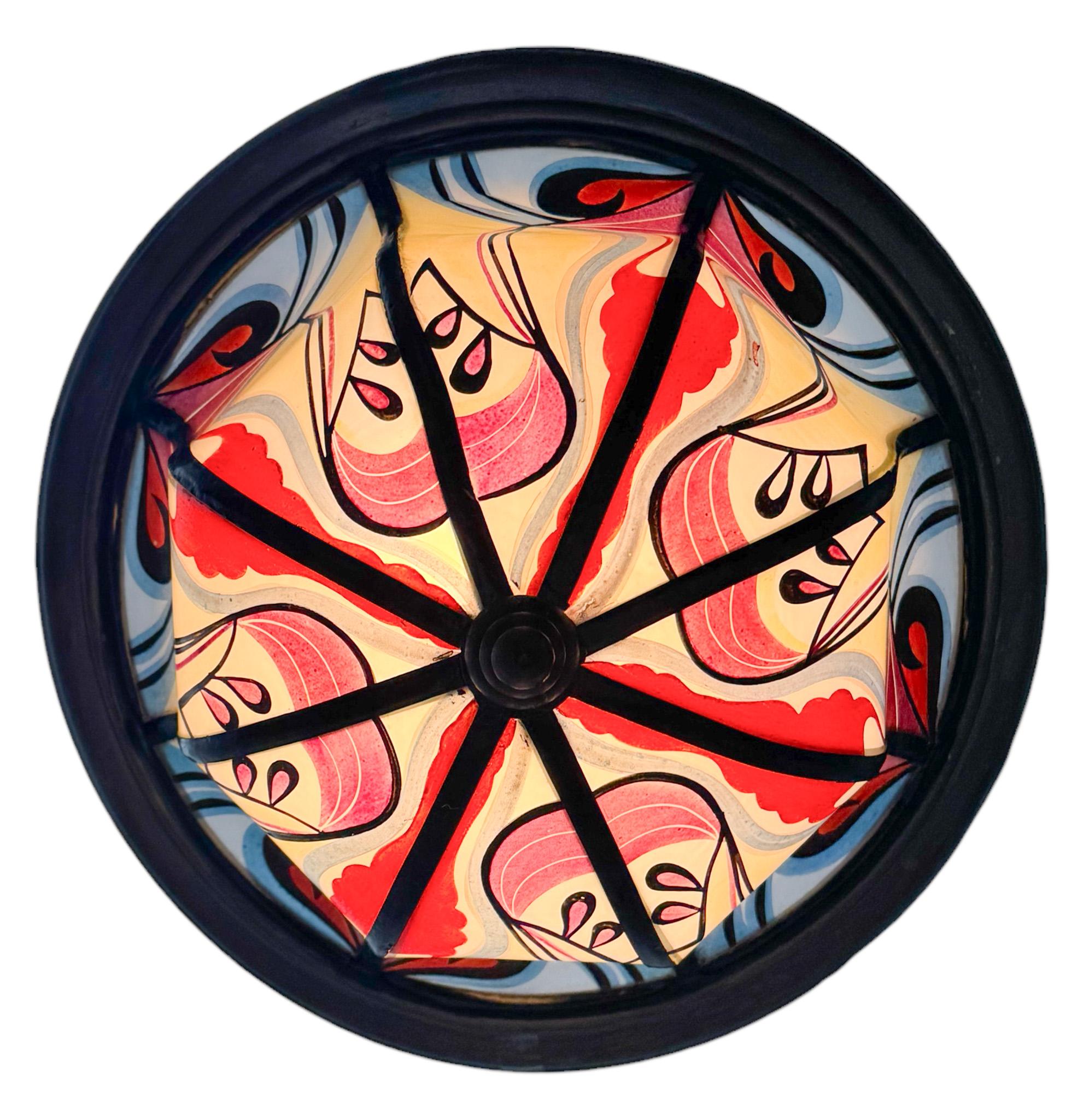 Art Deco Amsterdamse School Stained Glass Pendant by De Nieuwe Honsel, 1920s 3