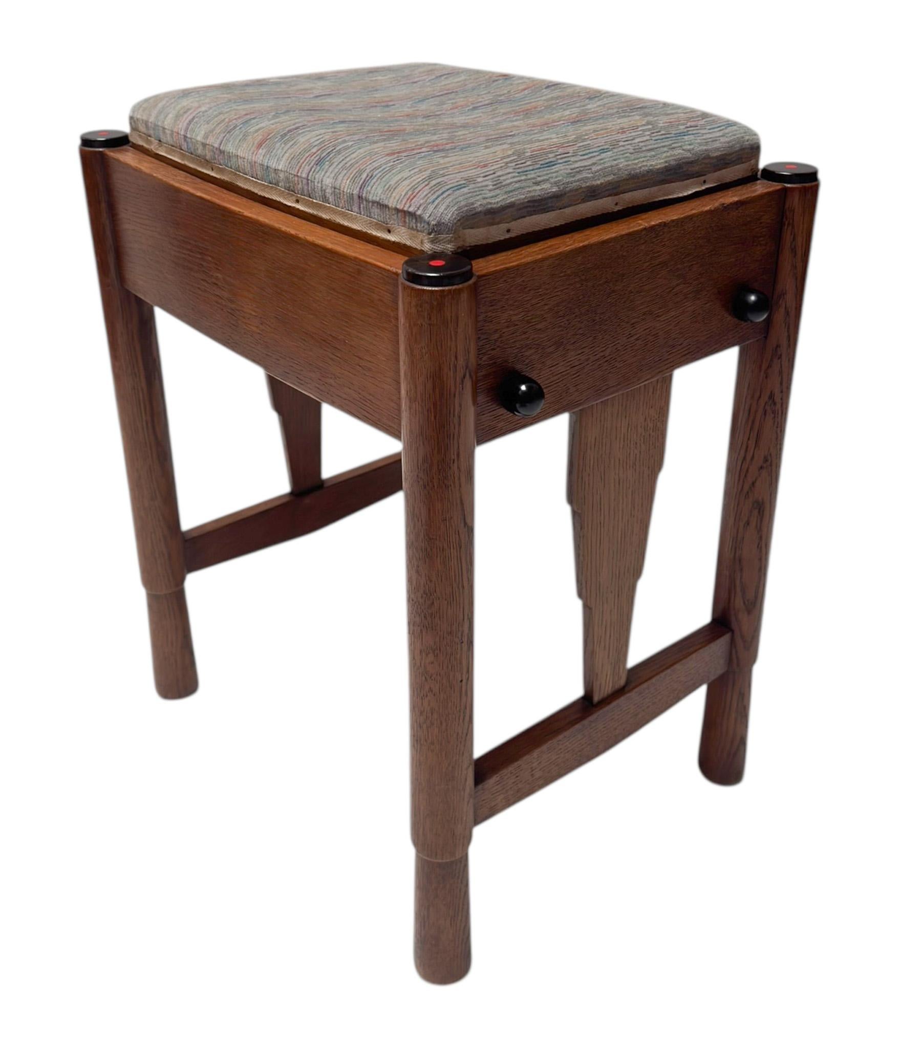 Tabouret d'école Amsterdamse Art Deco avec siège réglable, années 1920 en vente 3