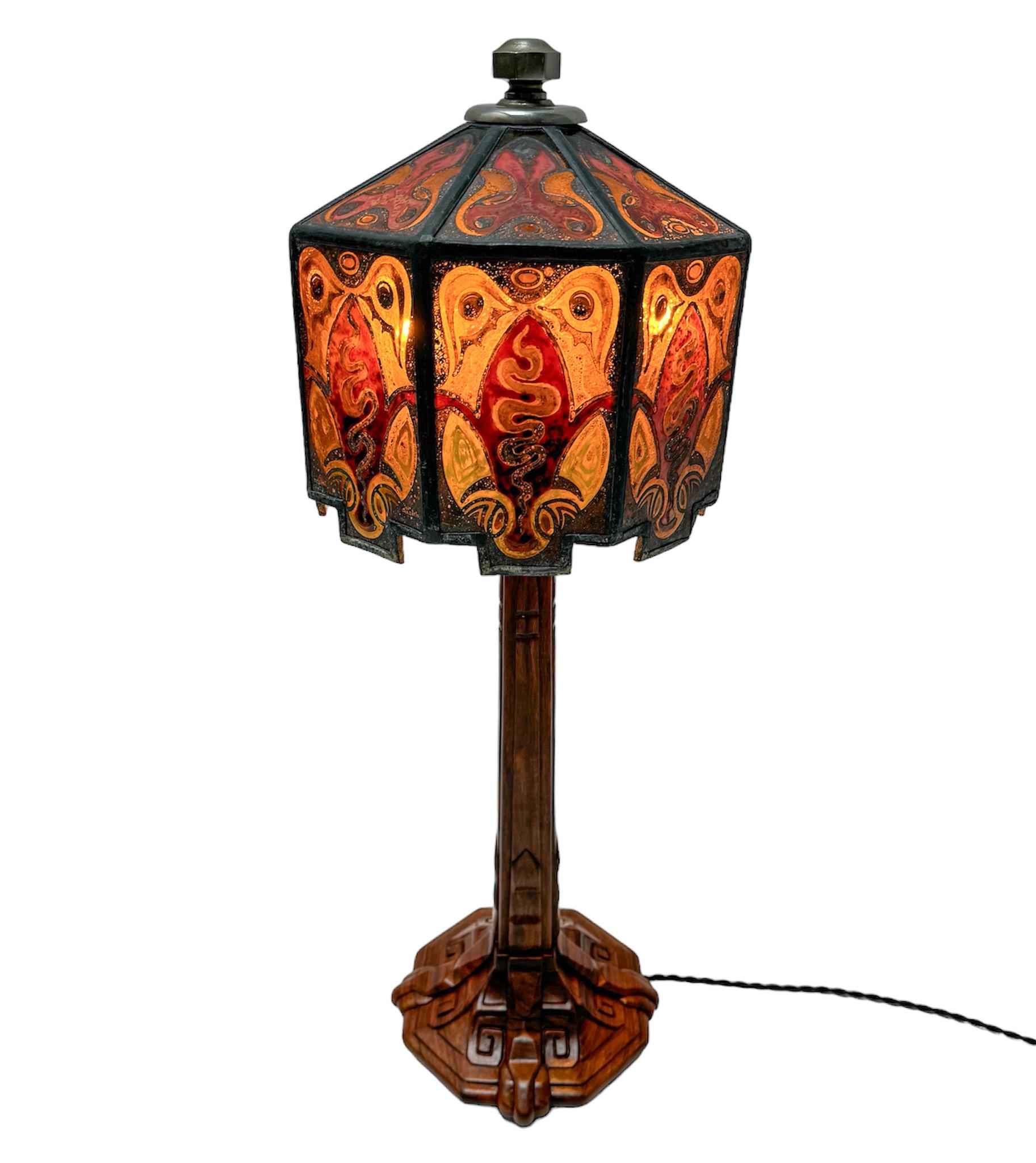 Early 20th Century Art Deco Amsterdamse School Table Lamp by Napoleon le Grand, 1920s