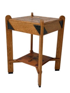 Art Deco Amsterdamse School Two-Tier Side Table with Marquetry 1920s