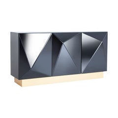 Brutalist Style Mirrored Sideboard