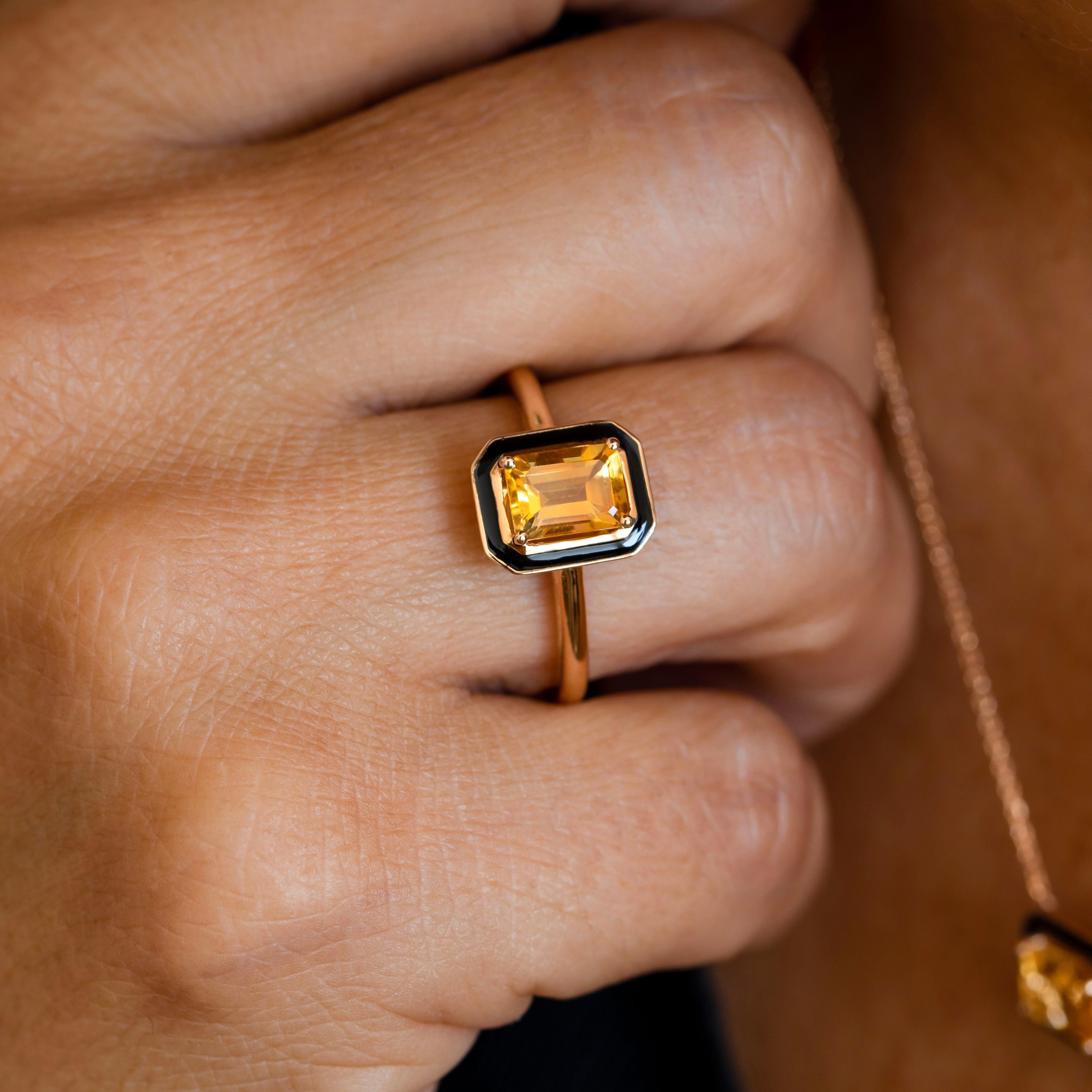 Art Deco and Cocktail Style Ring, 0.90-1.00 Ct Citrine Stone and Colorful Enamel Ring, Cocktail Ring 925 Sterling Silver

If you want, you can also buy this ring in 585 gold. It is available in our store. If you can't find it, please send a