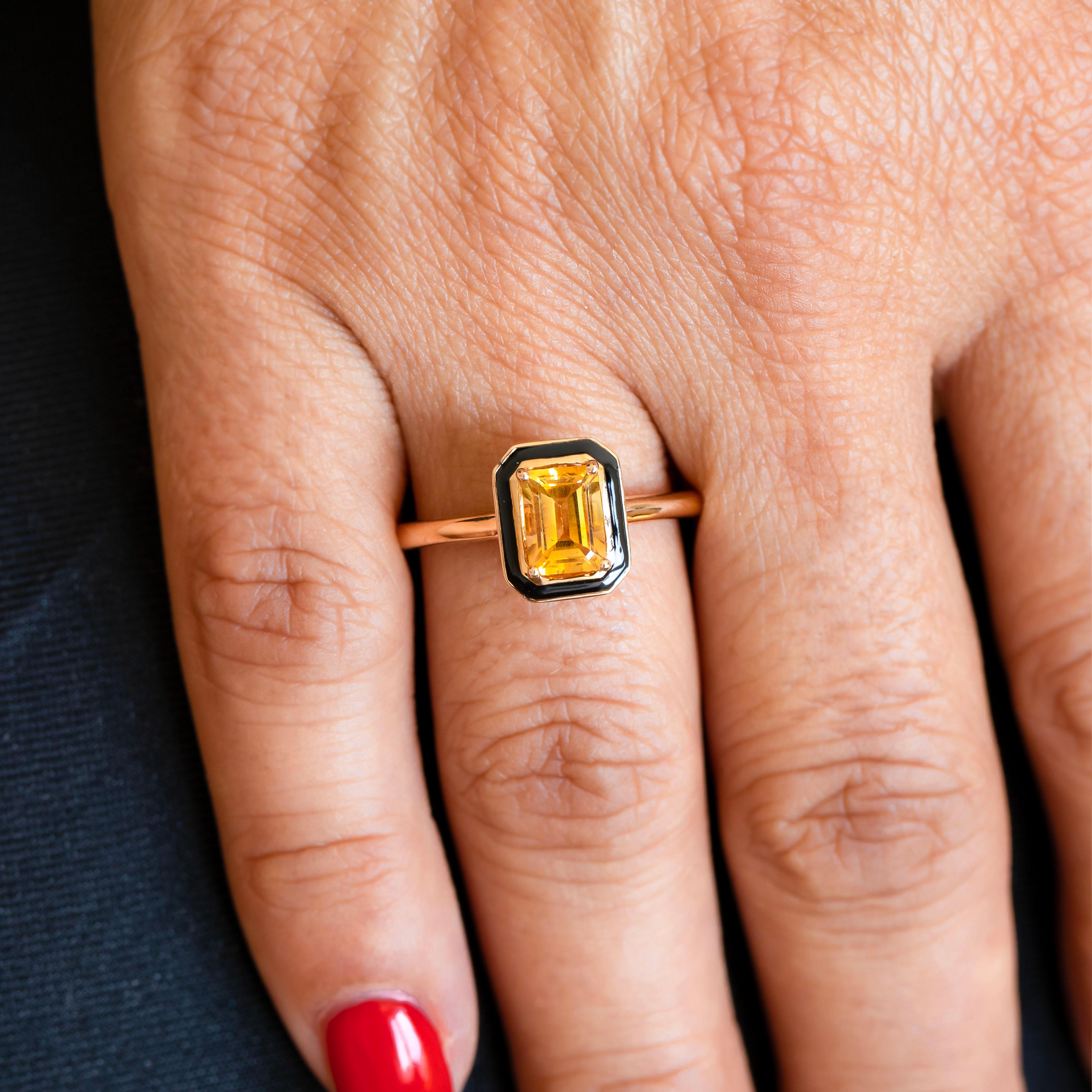 Women's Art Deco and Cocktail Ring, 0.90-1.00 Ct Citrine Stone and 925 Silver  Ring For Sale
