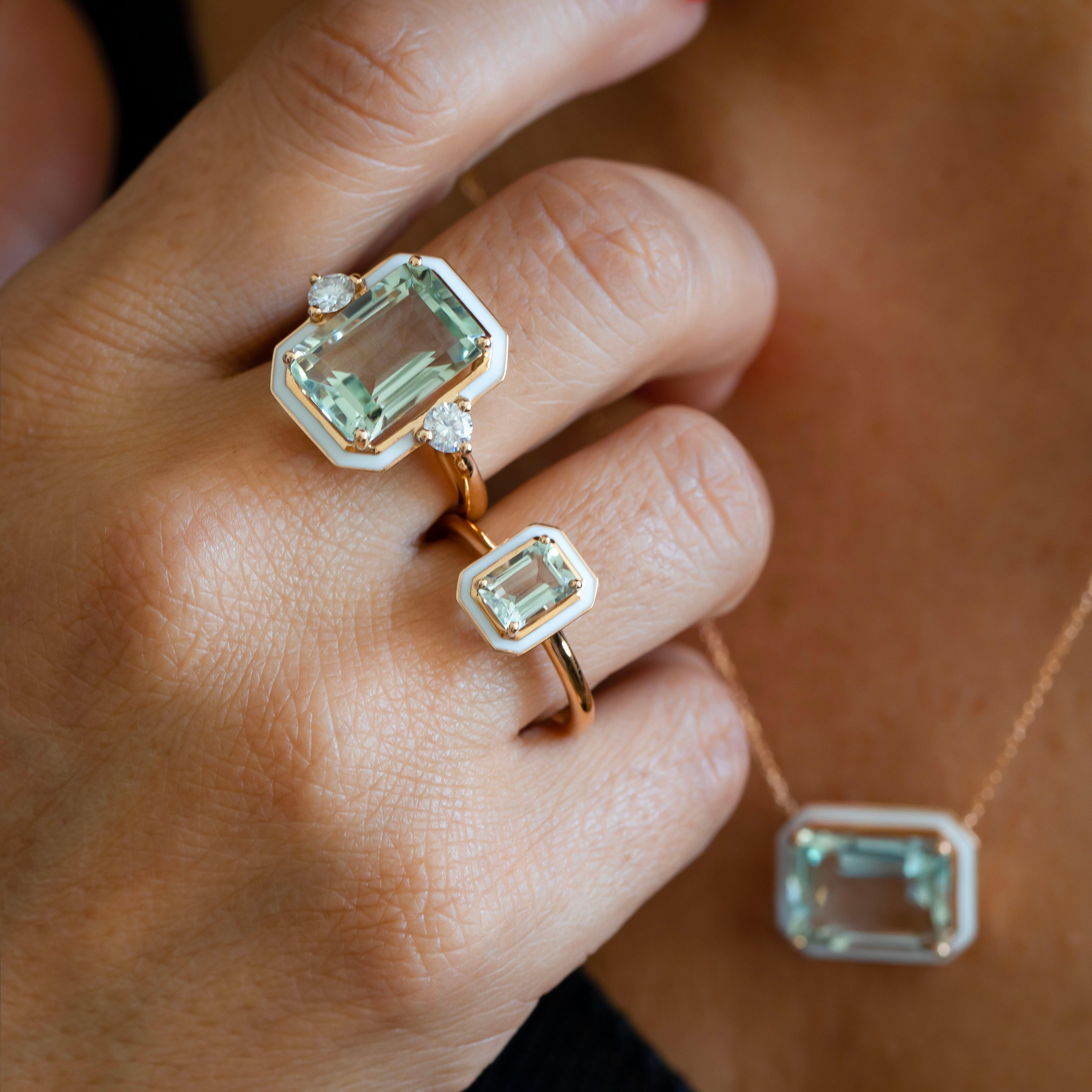 Art Deco and Cocktail Ring, 0.90-1.00 Ct Green Amethyst and 925 Silver Ring For Sale 6