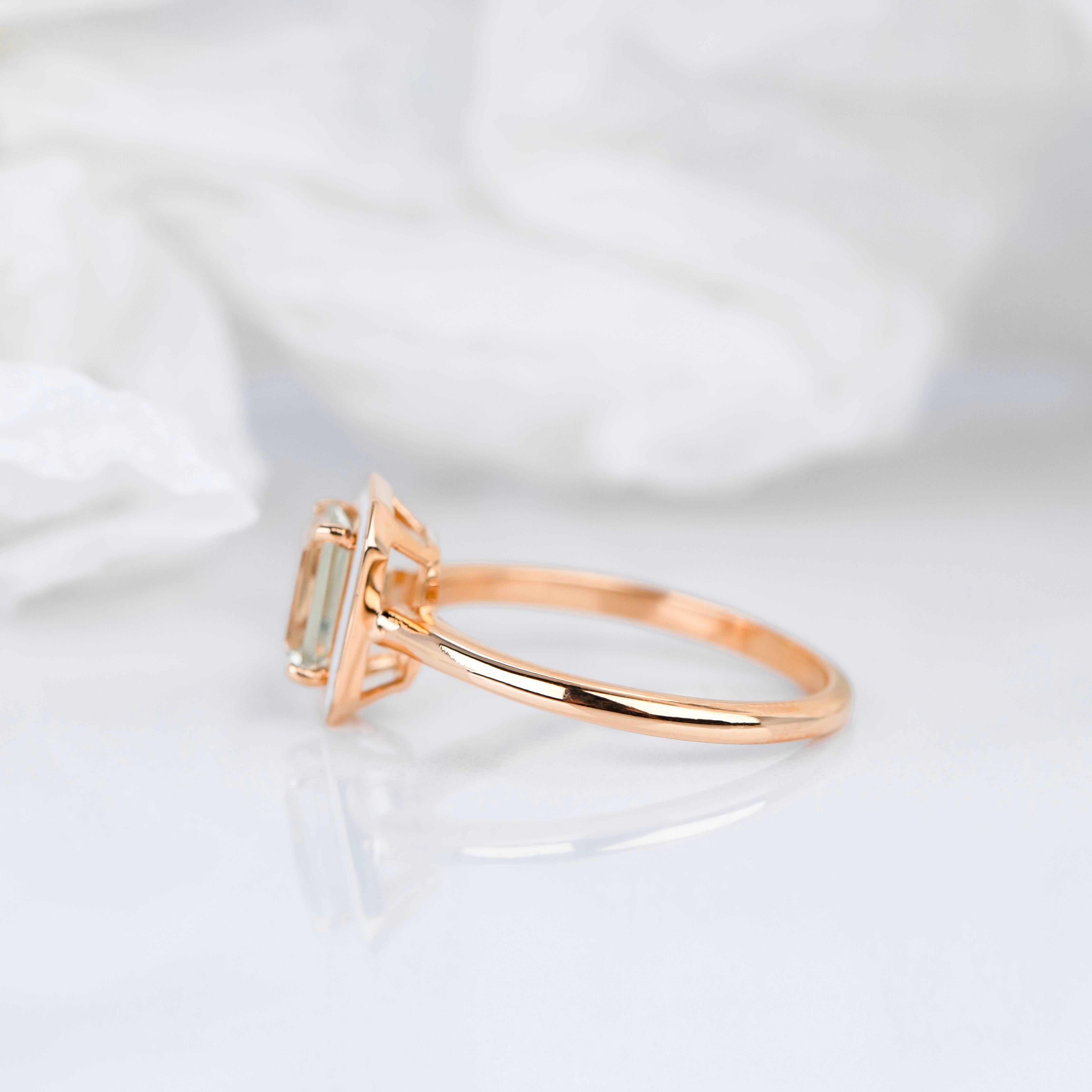 Bague Art déco et cocktail, améthyste verte 0,90-1,00 carat et bague en argent 925 Pour femmes en vente