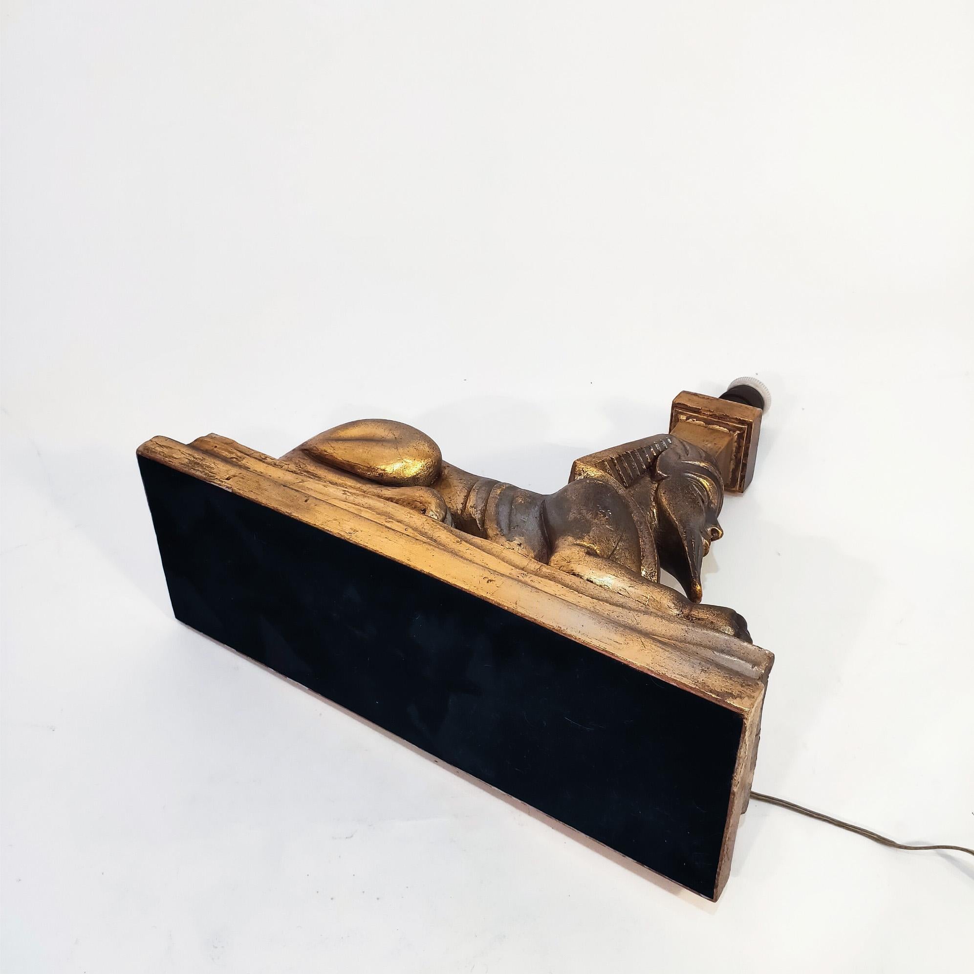 Art Deco and Egyptian style gilded table lamp, Spain, 1960s in vendita 7
