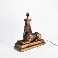 Art Deco and Egyptian style gilded table lamp, Spain, 1960s