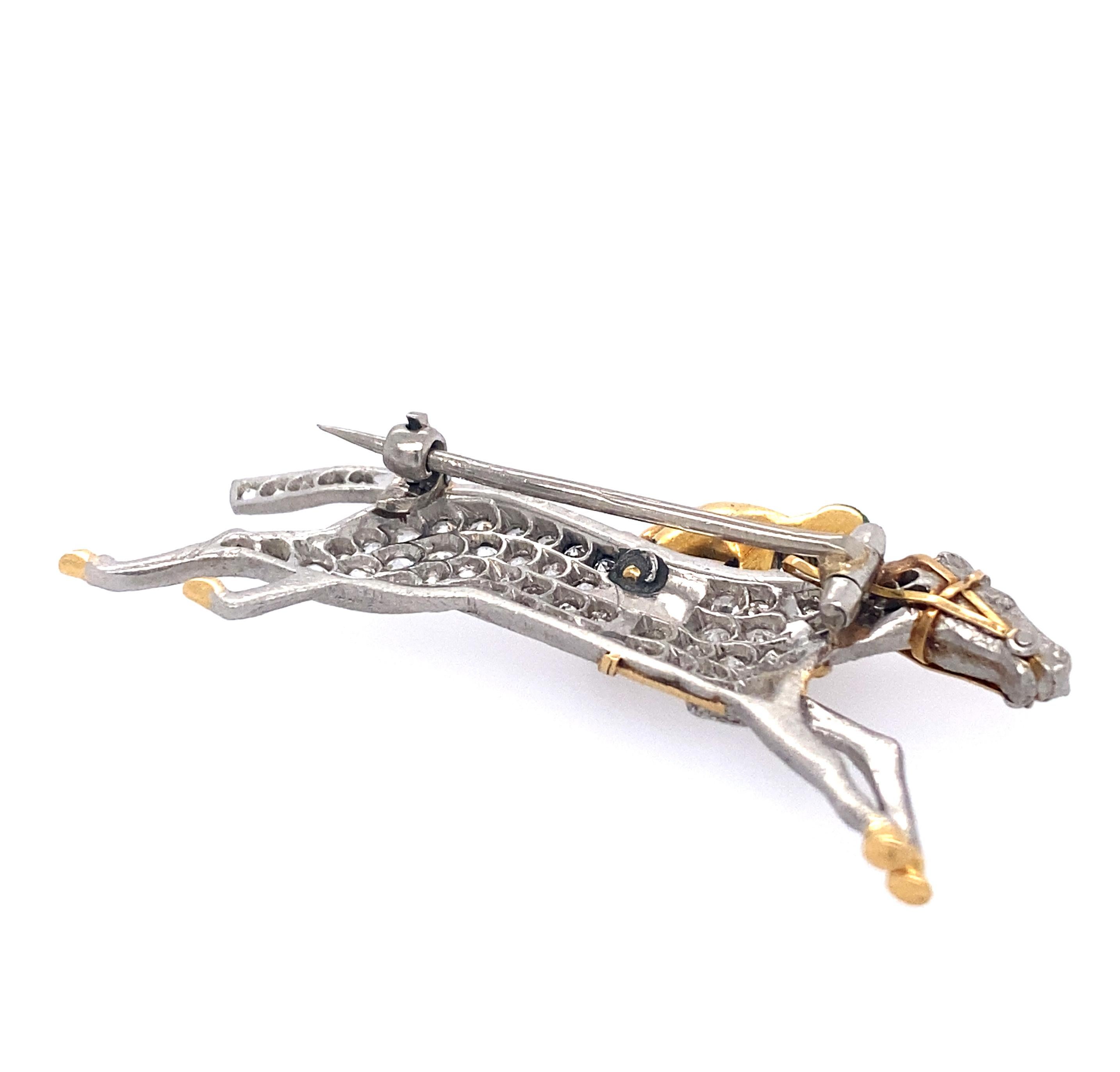 Art Deco and Enamel Jockey Brooch  In Good Condition For Sale In New York, NY