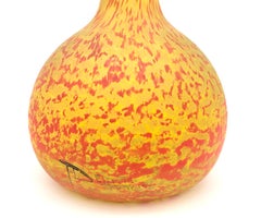 Art Deco André Delatte Nancy Glass Vase 'Berluze' Shape Orange Yellow