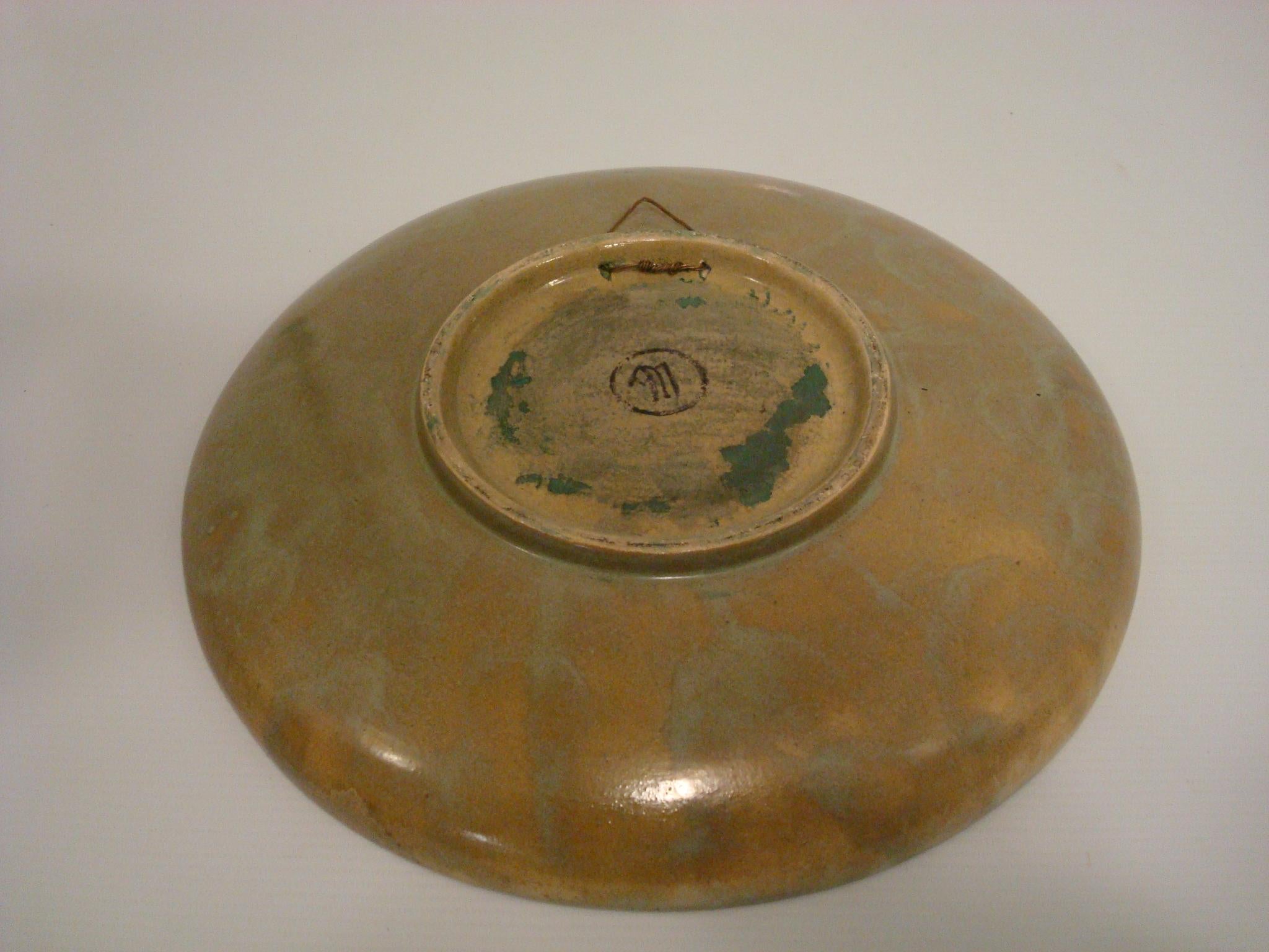Glasierter Keramikteller/Platte von Andre Metthey im Art dco-Stil. Frankreich 1910-20 im Angebot 4