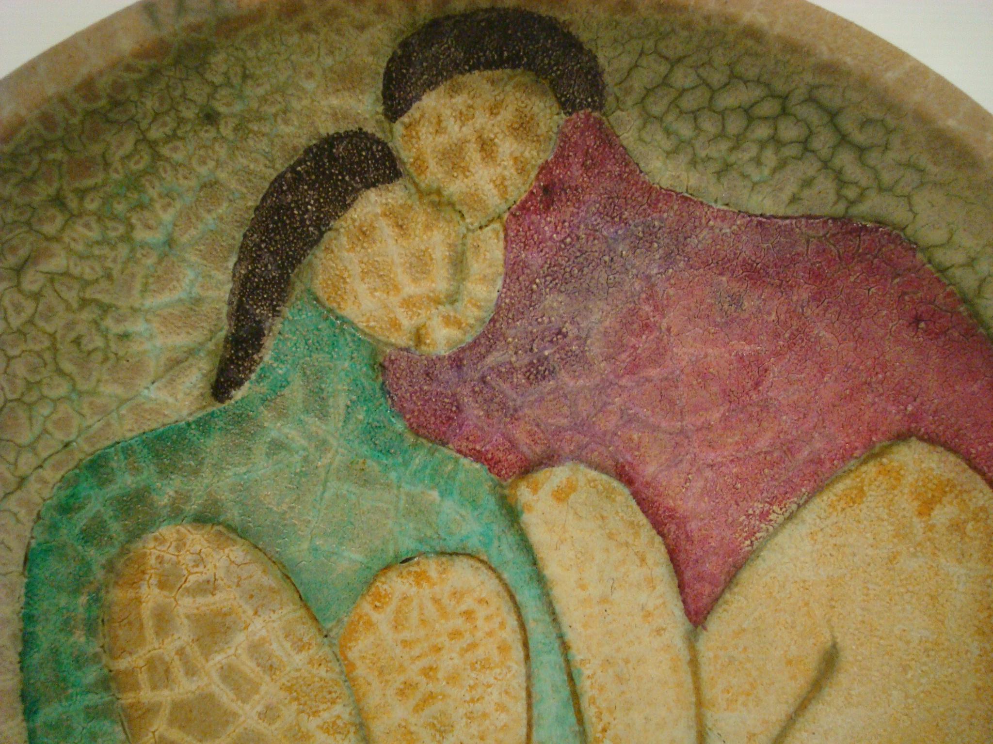 20ième siècle Assiette / chargeur en cramique maille Art Dco Andre Metthey. France 1910-20 en vente