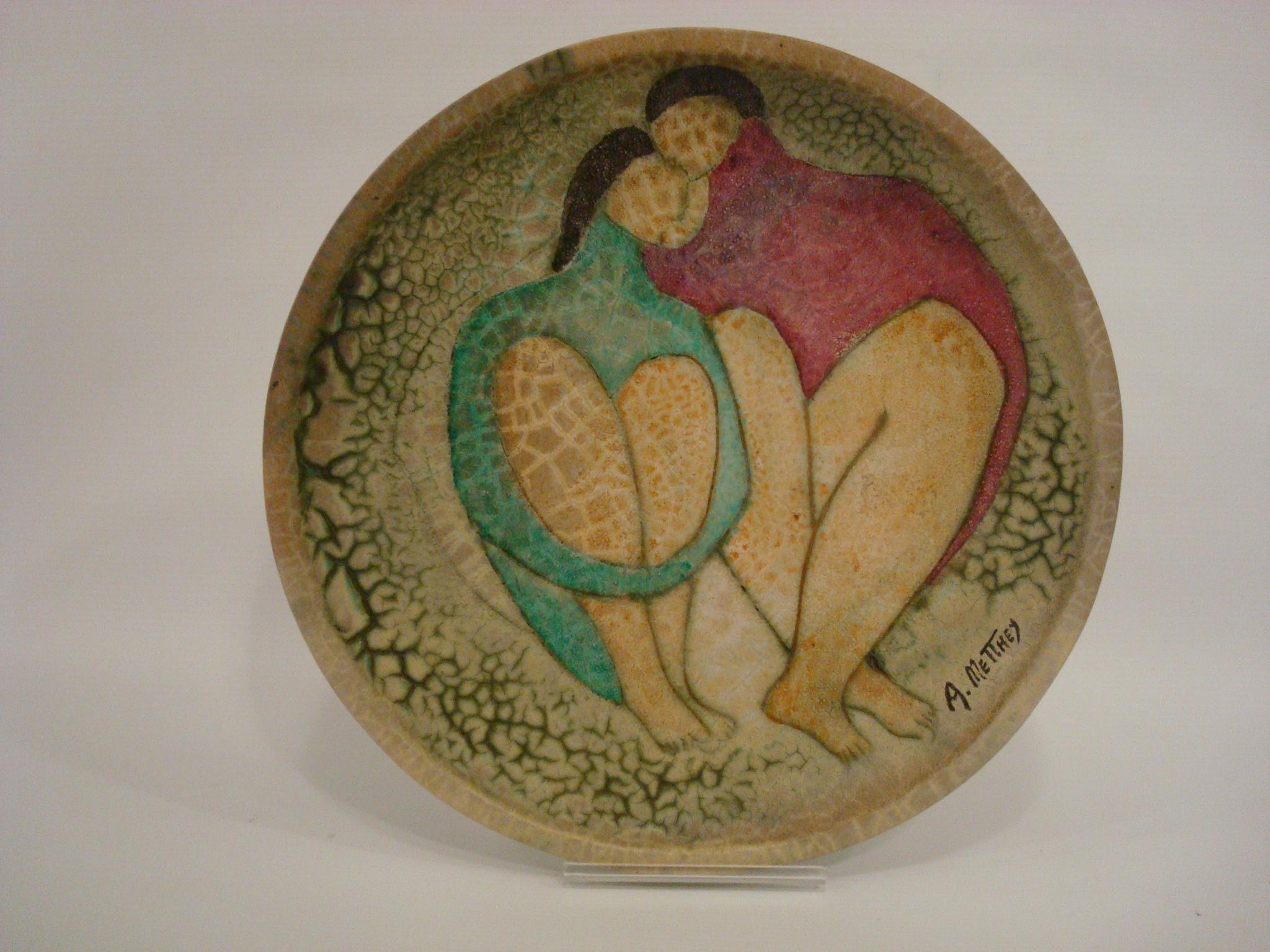 Céramique Assiette / chargeur en cramique maille Art Dco Andre Metthey. France 1910-20 en vente
